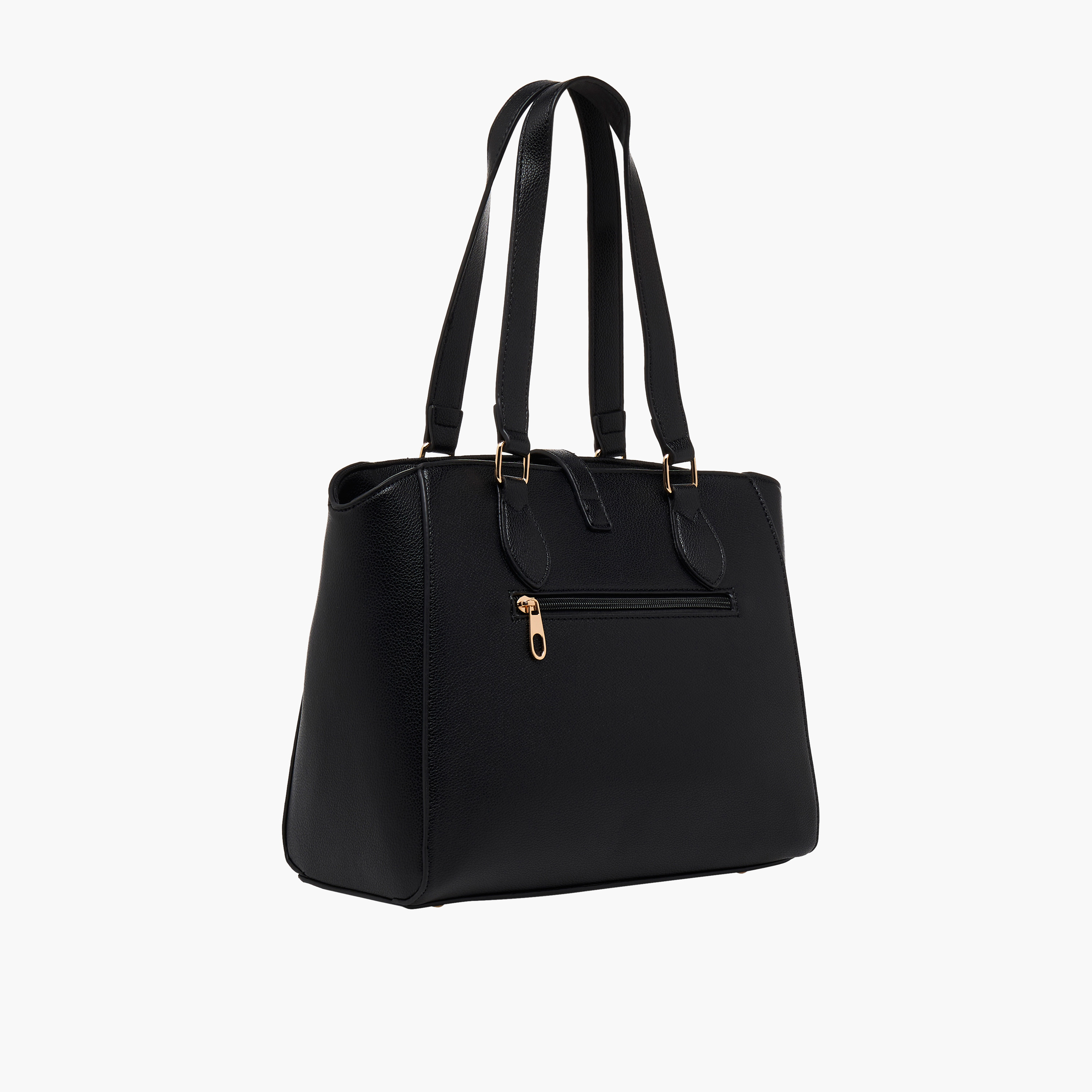 Adore Textured Tote Bag with Twist Lock Closure-women-bagsandwallets-handbags-image-3