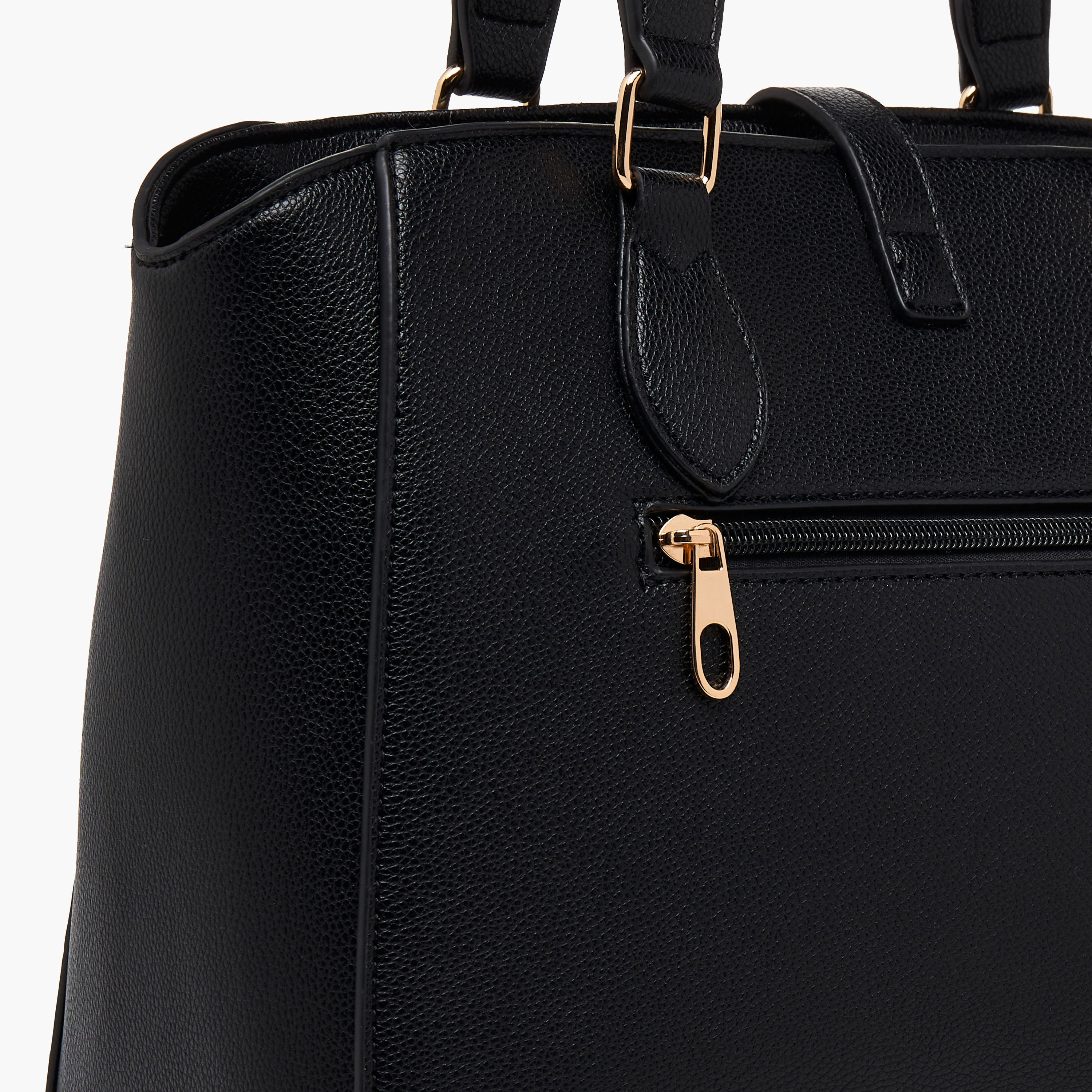 Adore Textured Tote Bag with Twist Lock Closure-women-bagsandwallets-handbags-image-5
