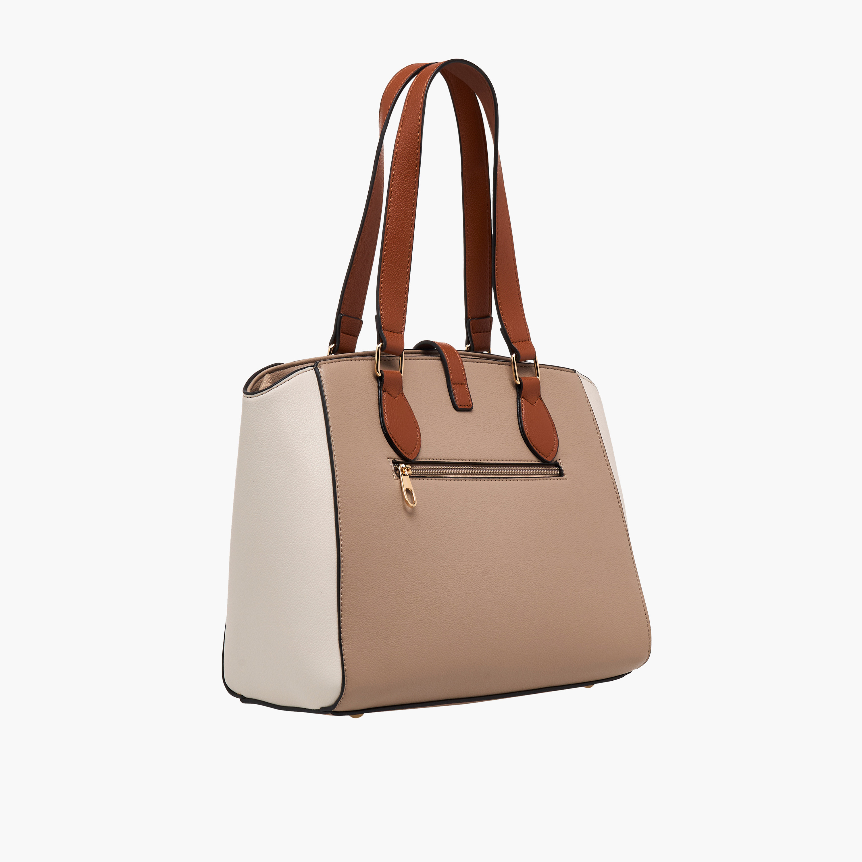 Adore Textured Tote Bag with Twist Lock Closure-women-bagsandwallets-handbags-image-3