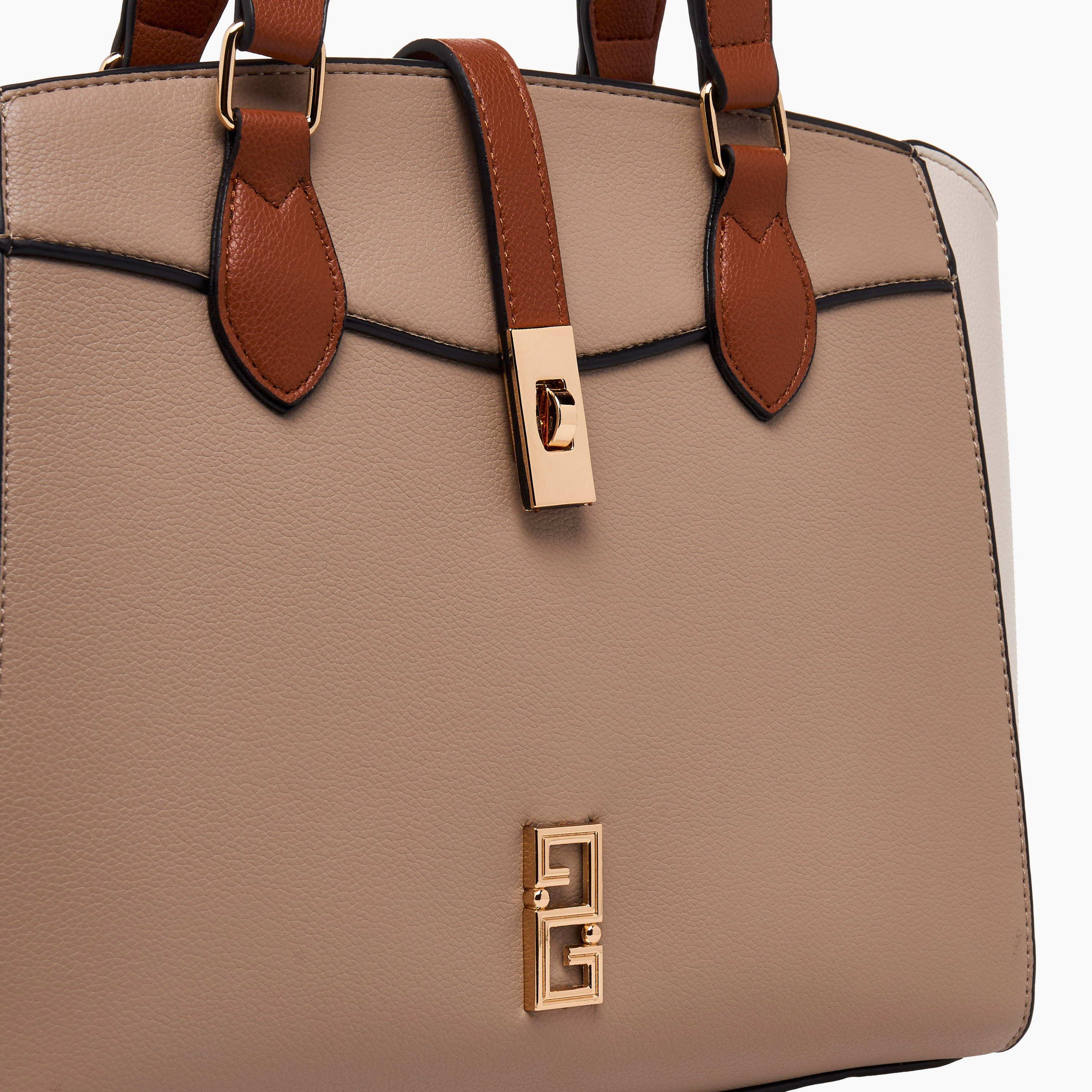 Adore Textured Tote Bag with Twist Lock Closure-women-bagsandwallets-handbags-image-4