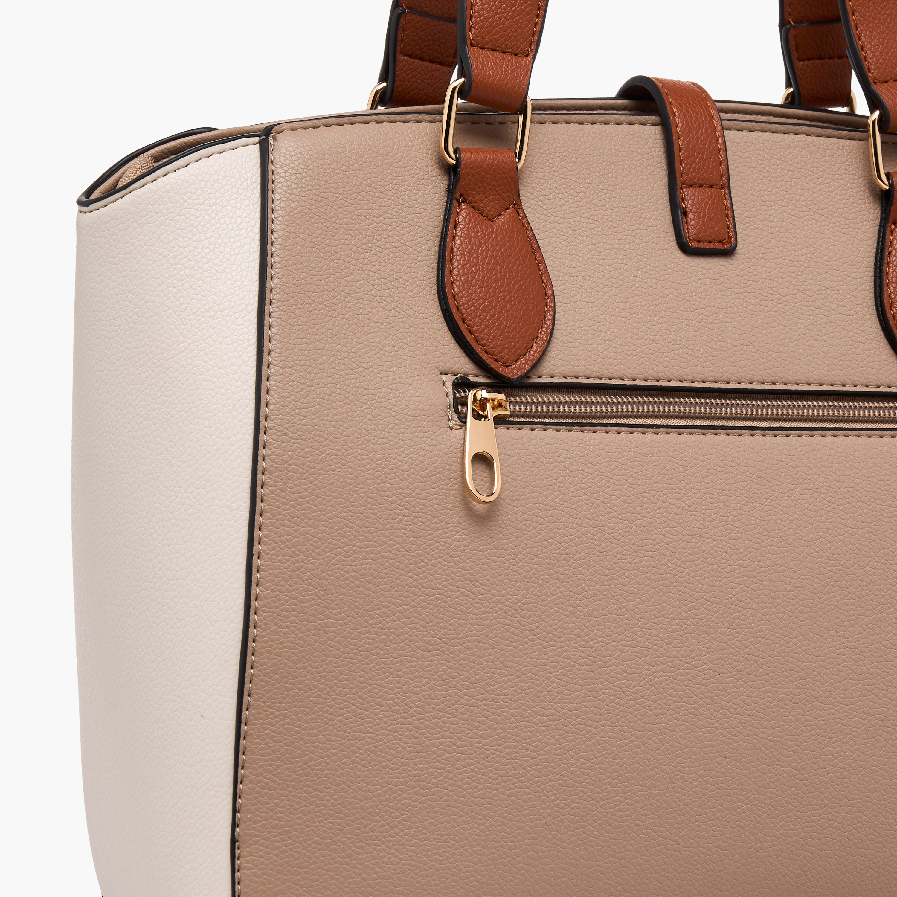 Adore Textured Tote Bag with Twist Lock Closure-women-bagsandwallets-handbags-image-5