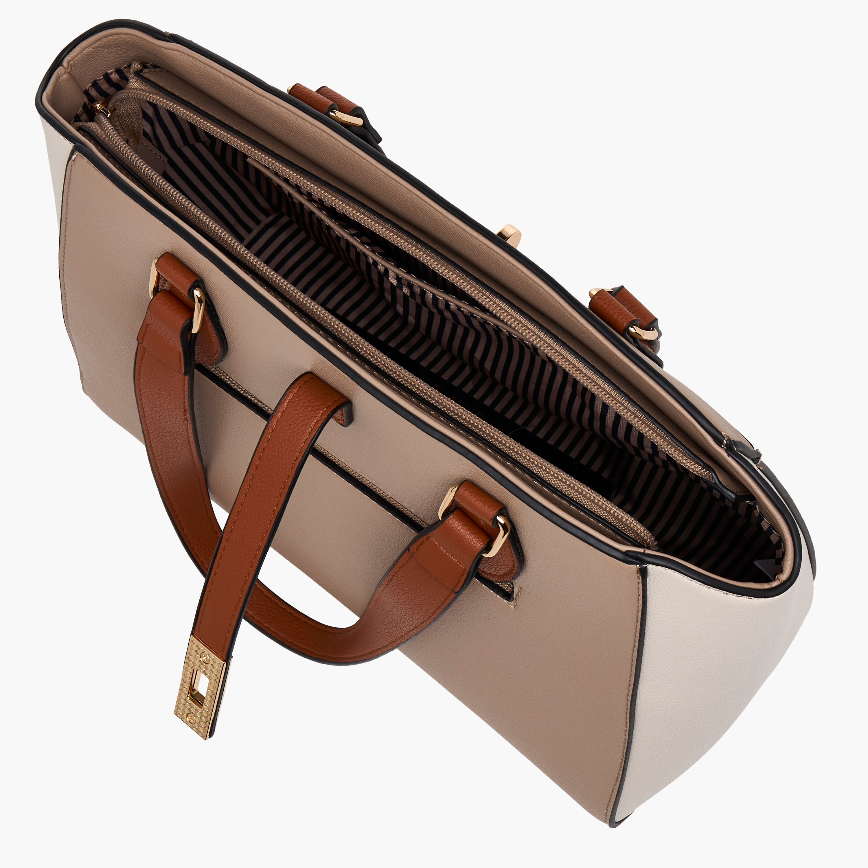 Adore Textured Tote Bag with Twist Lock Closure-women-bagsandwallets-handbags-image-7