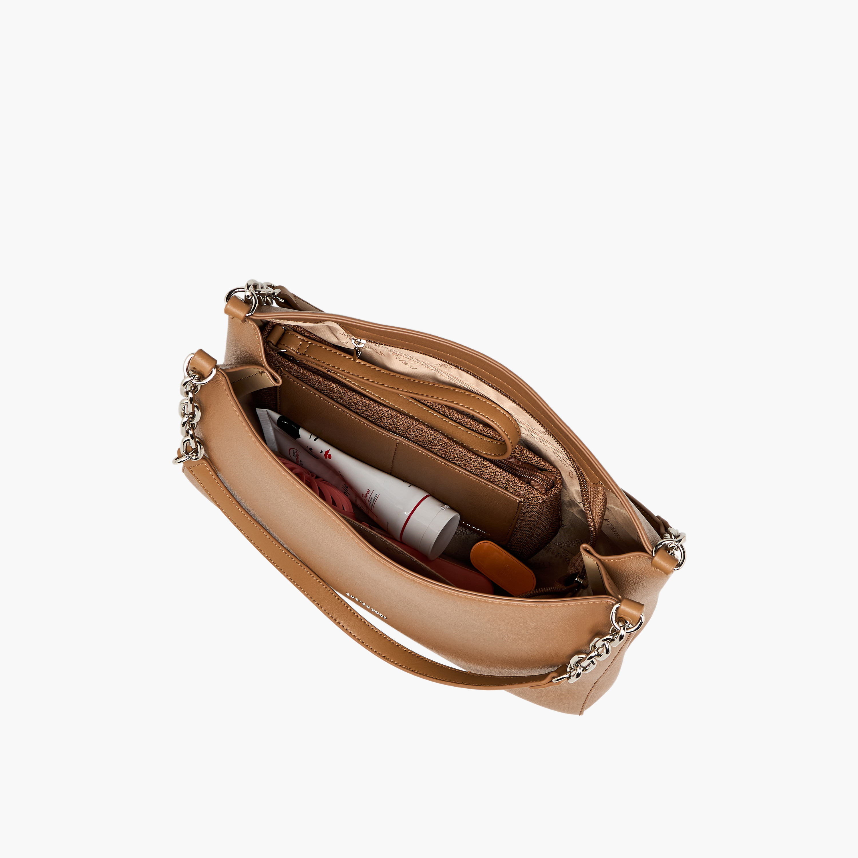 Adore Textured Tote Bag with Zip Closure-women-bagsandwallets-handbags-image-8