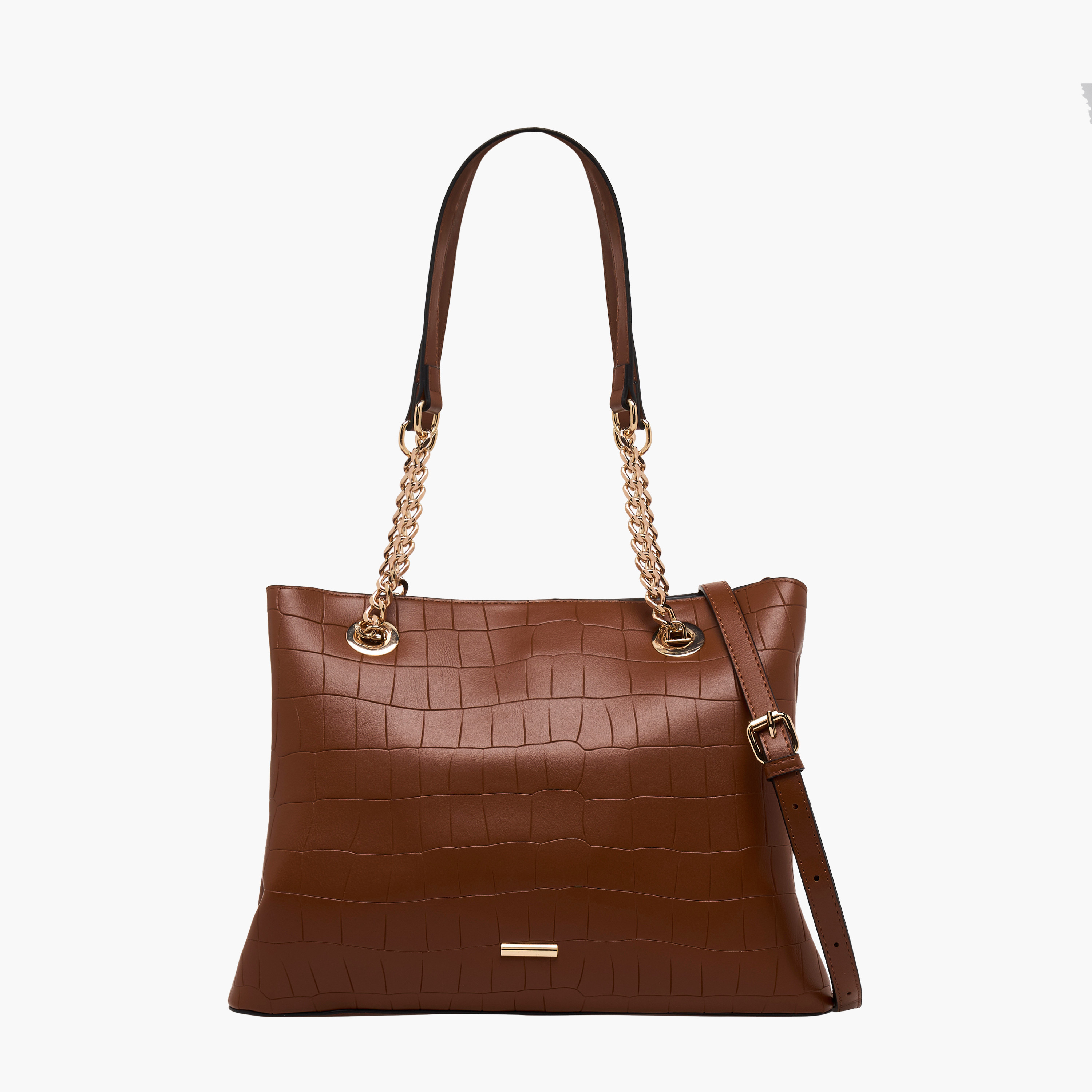 Adore Textured Tote Bag with Zip Closure-women-bagsandwallets-handbags-image-1