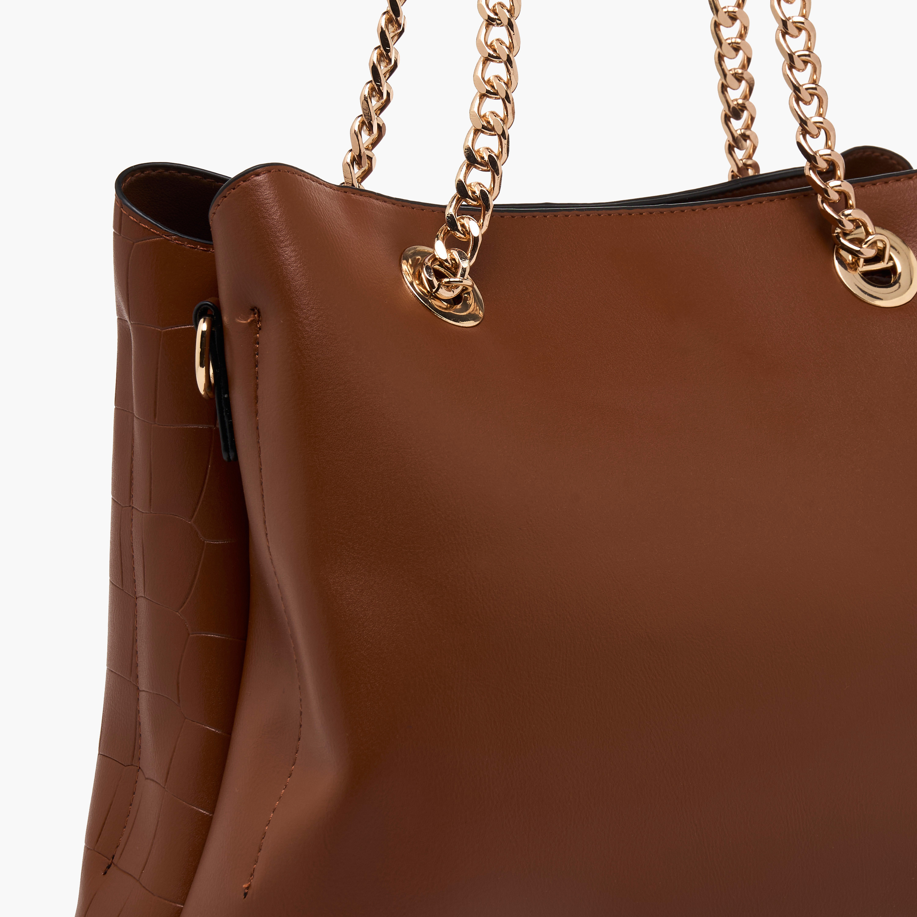 Adore Textured Tote Bag with Zip Closure-women-bagsandwallets-handbags-image-5