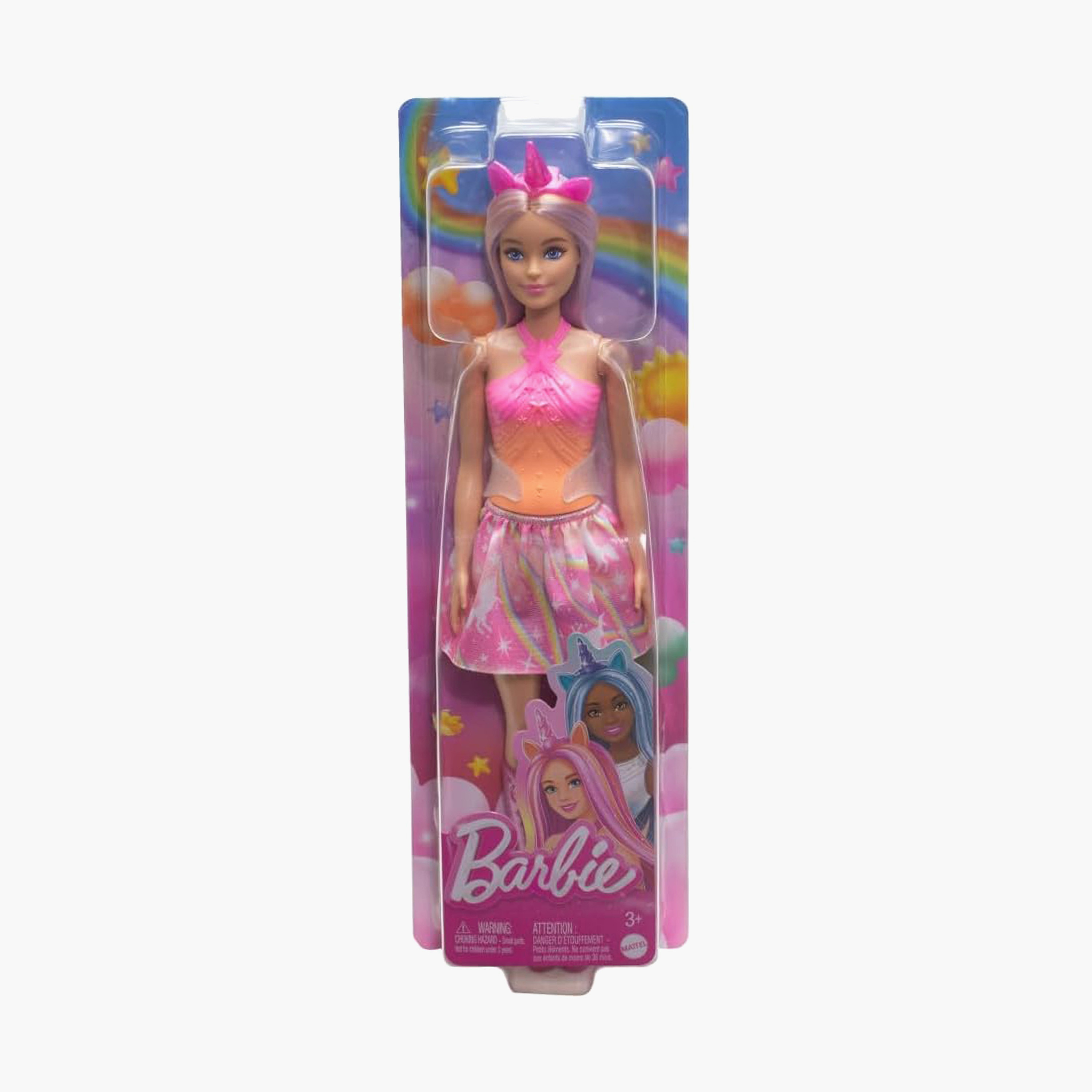 دمية يونيكورن بشعر خيالي وردي وزي ملون وإكسسوارات بطابع يونيكورن من باربي-toys-dollsandplaysets-dolls-image-6