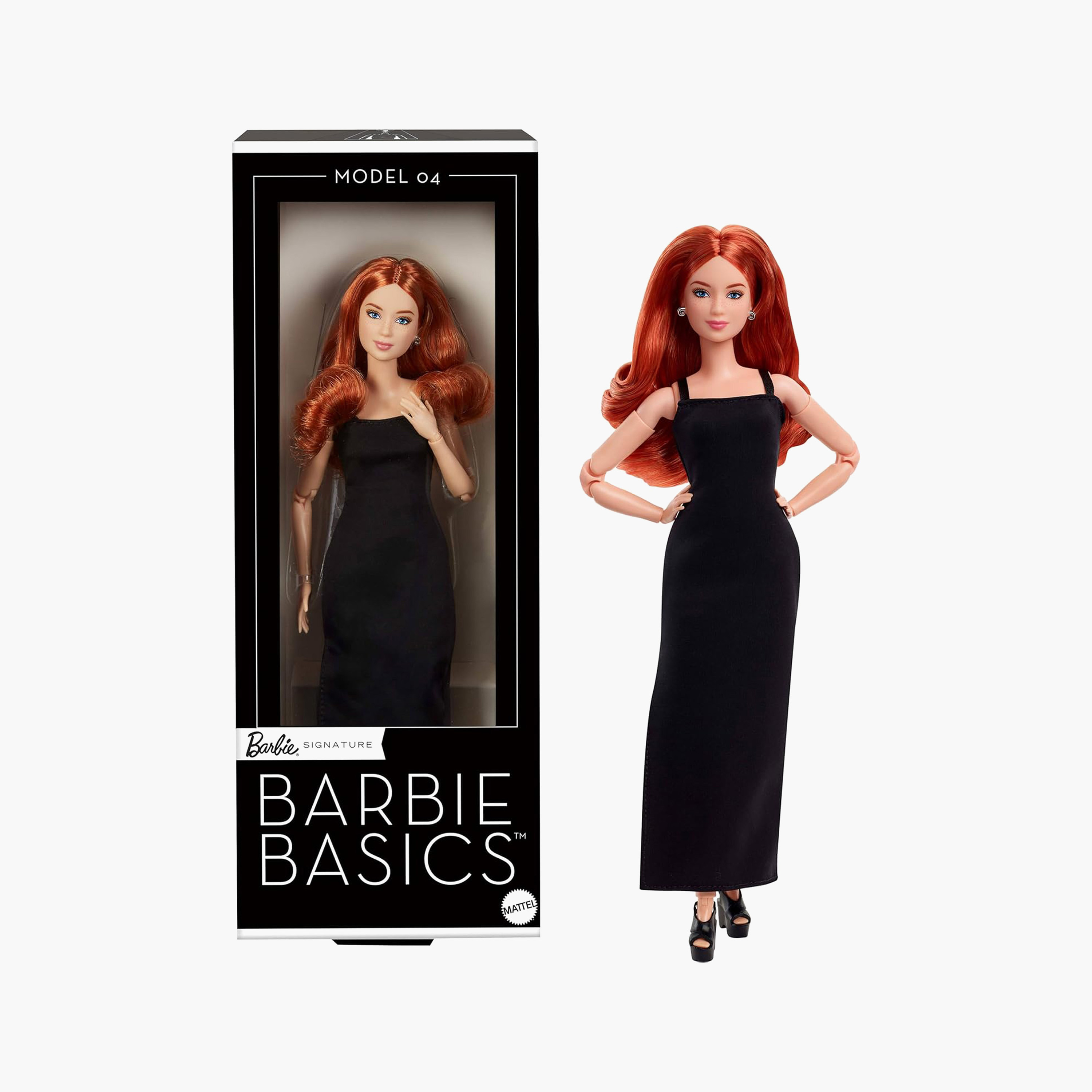 Mattel Barbie Basics Model 04 Collector Doll with Red Curly Hair, Black Mini Dress & Boots-toys-dollsandplaysets-dolls-image-1