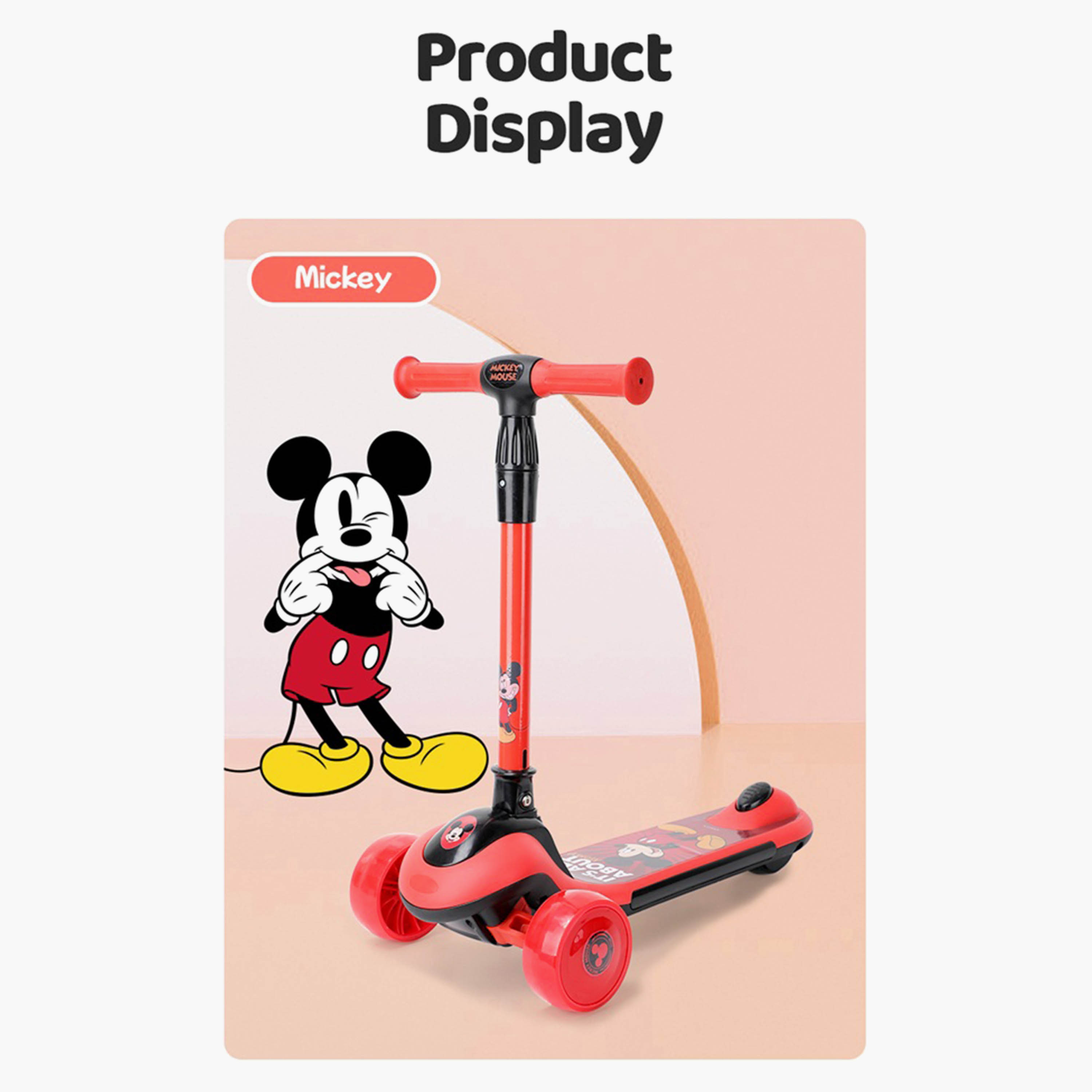 Disney Mickey Foldable Twist 3 Wheel Scooter with Adjustable Handlebar - 3-8 Years - Red & Black-toys-outdoor-scooters-image-5