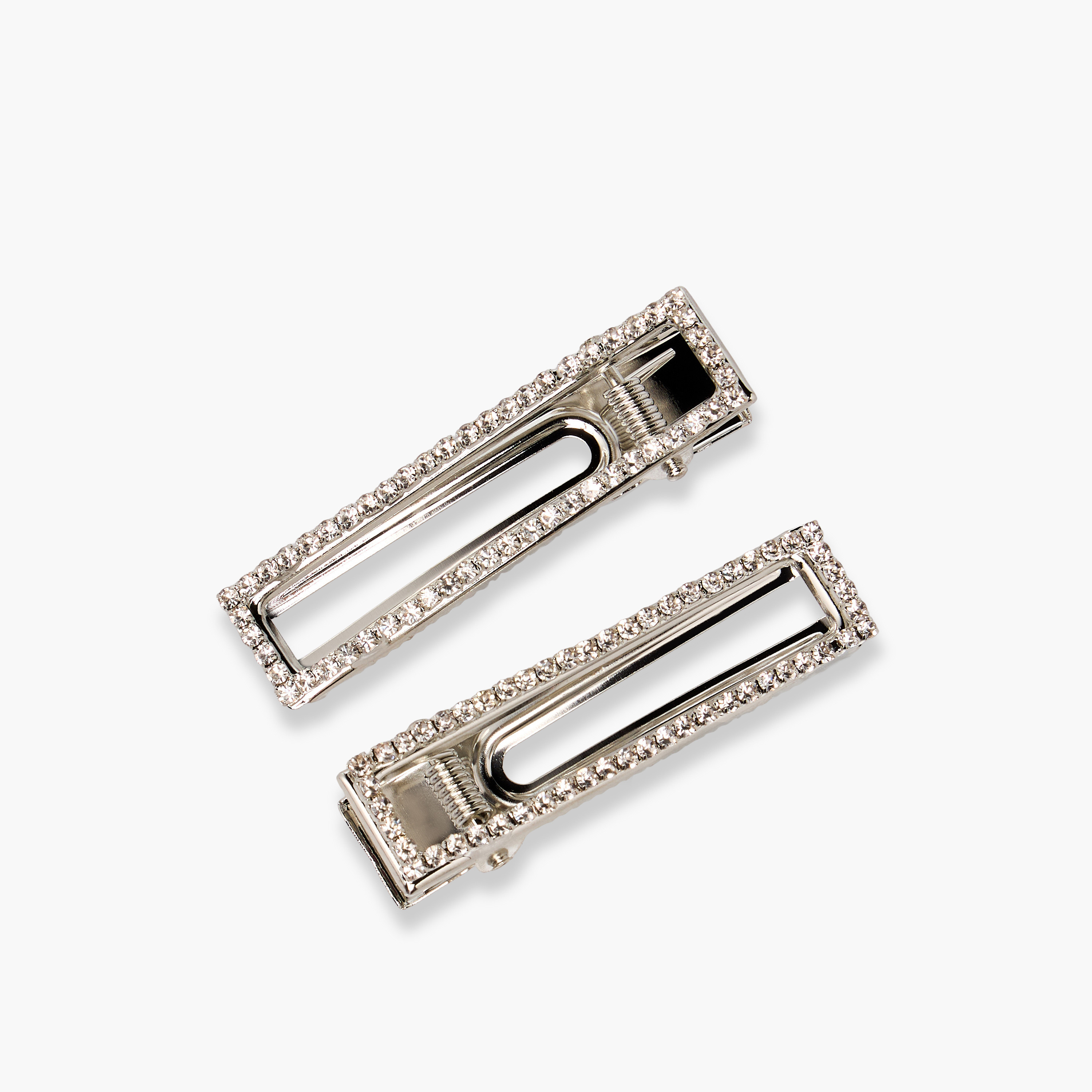 Pack of 2 Rectangle Shaped Hair Clips with Crystal Stone Embellishments-women-hairaccessories-clips-image-2
