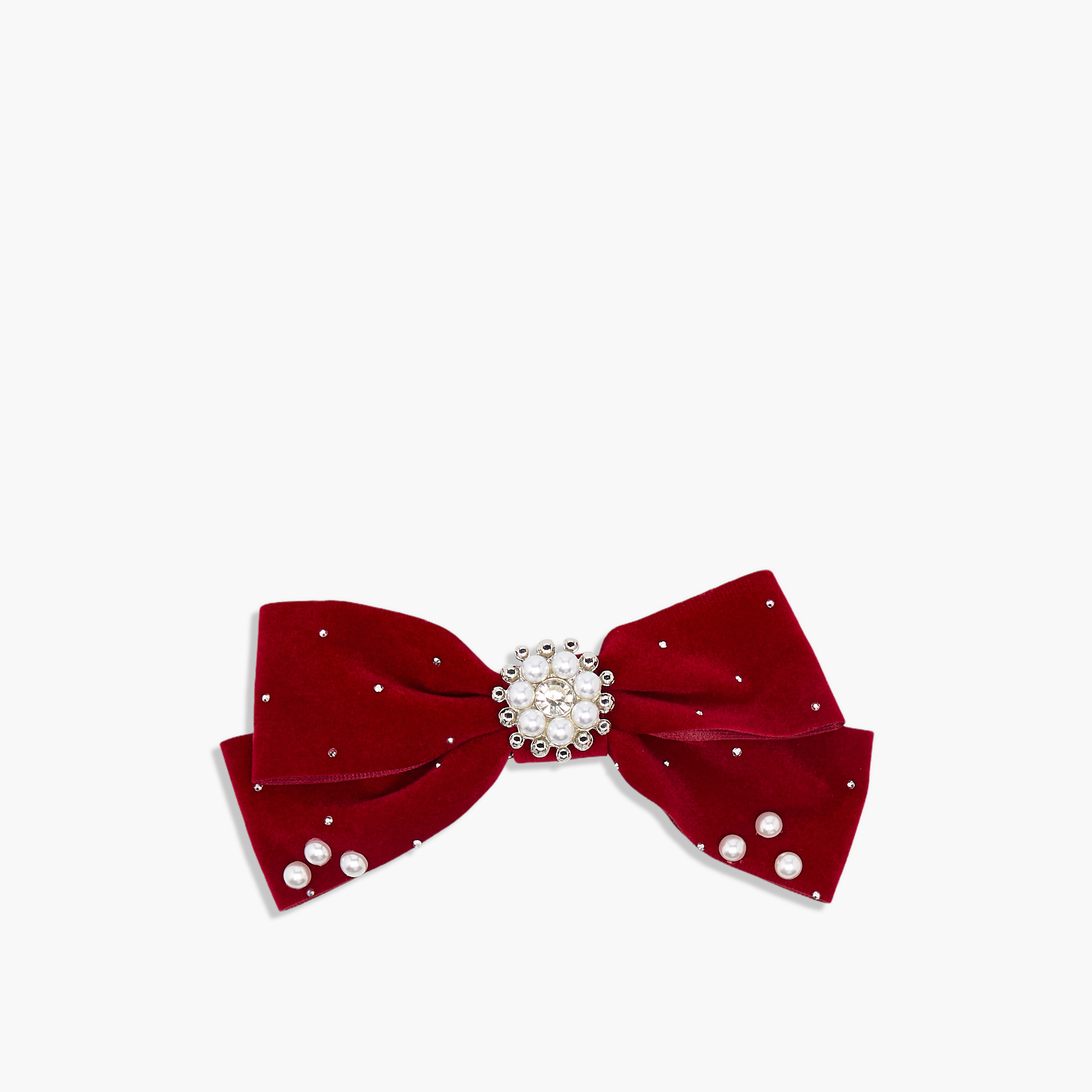 Bow Barrette Hair Clips with Pearl Embellishment-women-hairaccessories-clips-image-1