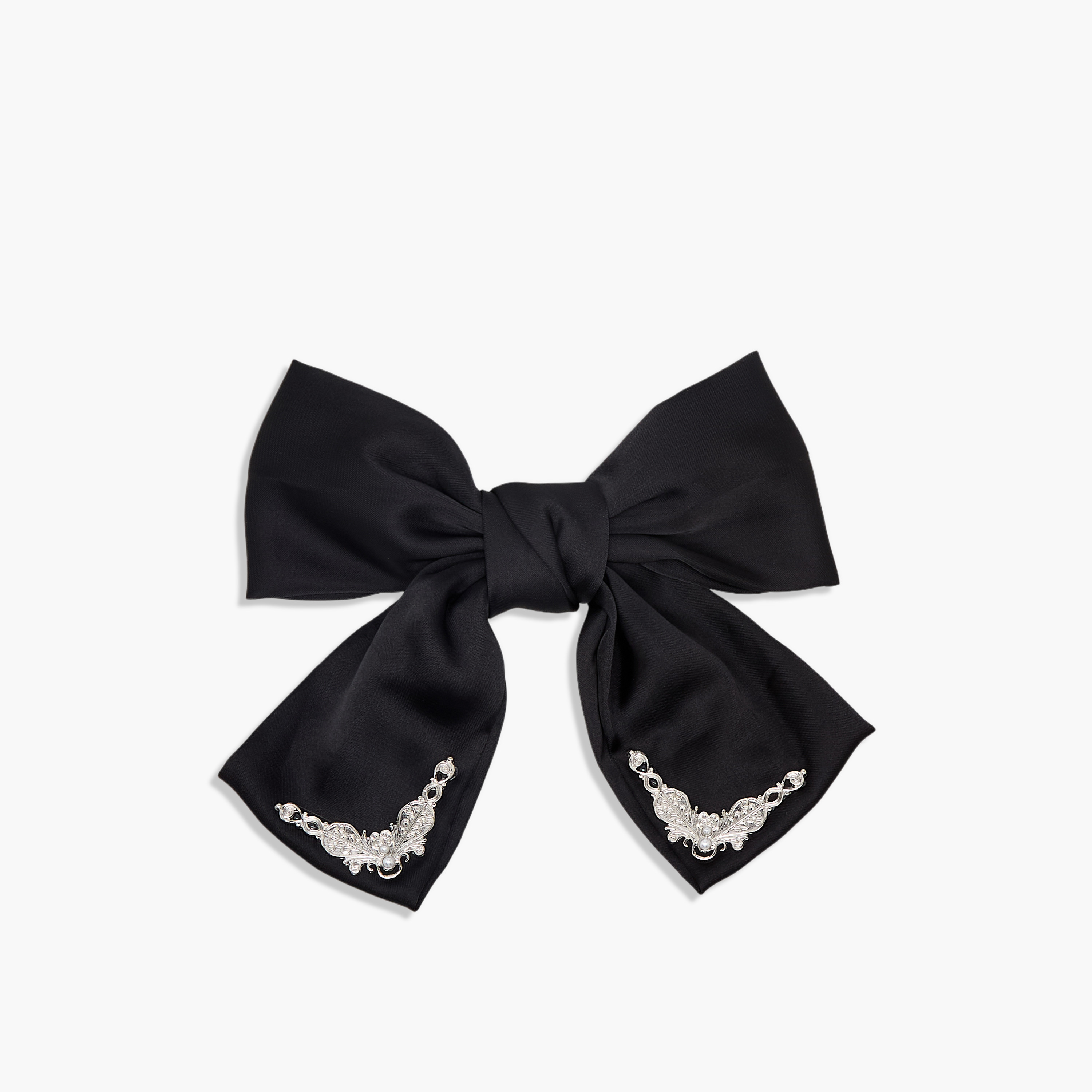 Bow Barrette Hair Clip with Metallic Embellishment-women-hairaccessories-clips-image-1