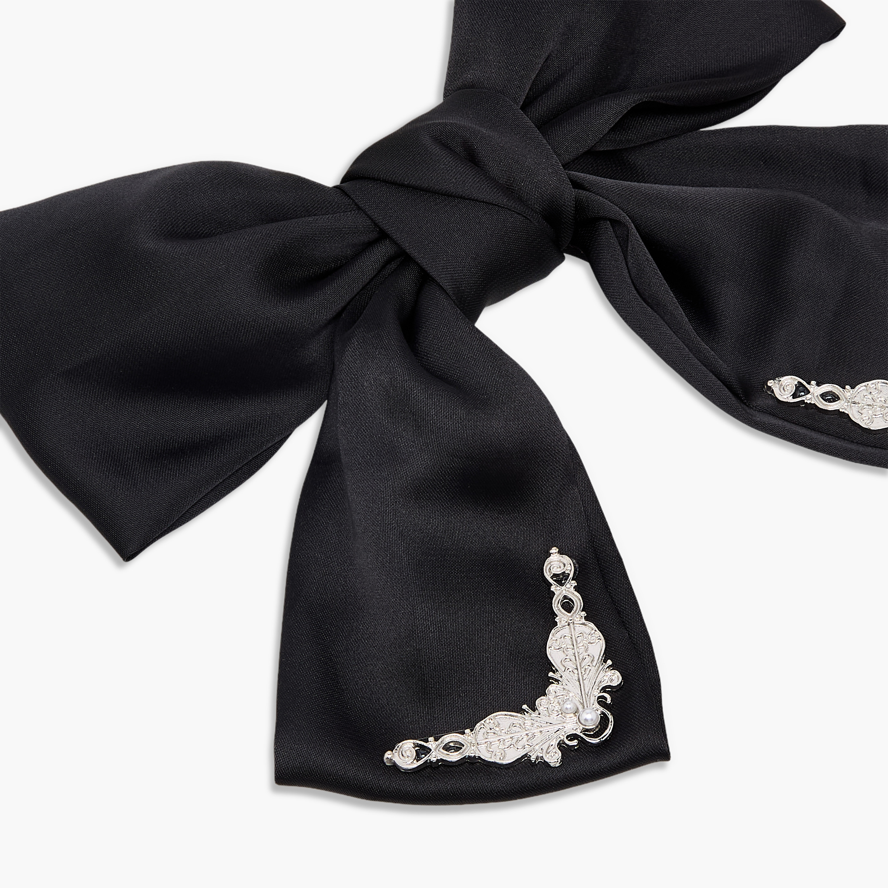 Bow Barrette Hair Clip with Metallic Embellishment-women-hairaccessories-clips-image-2
