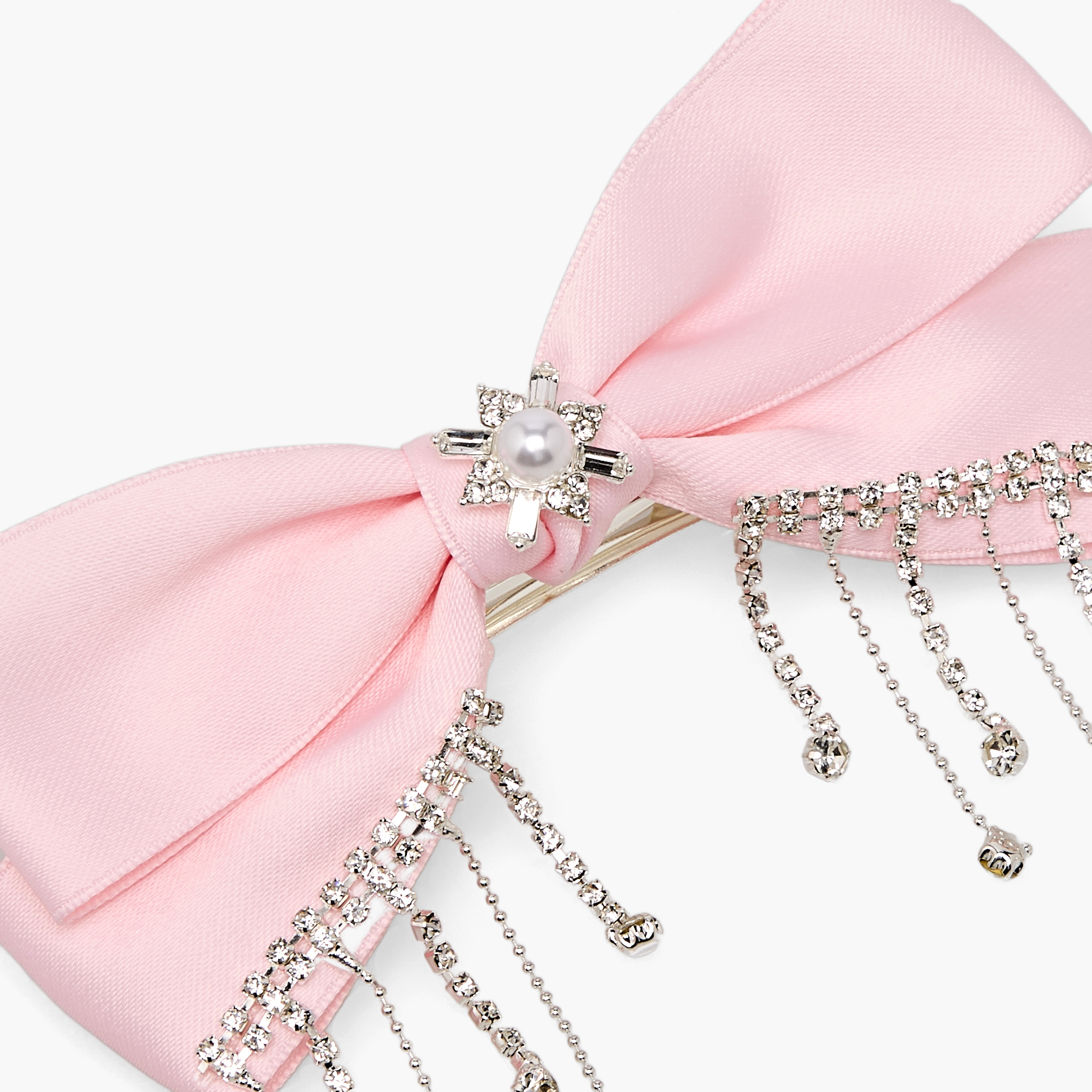 Bow Barrette Hair Clamp with Pearl Embellishment-women-hairaccessories-clips-image-2