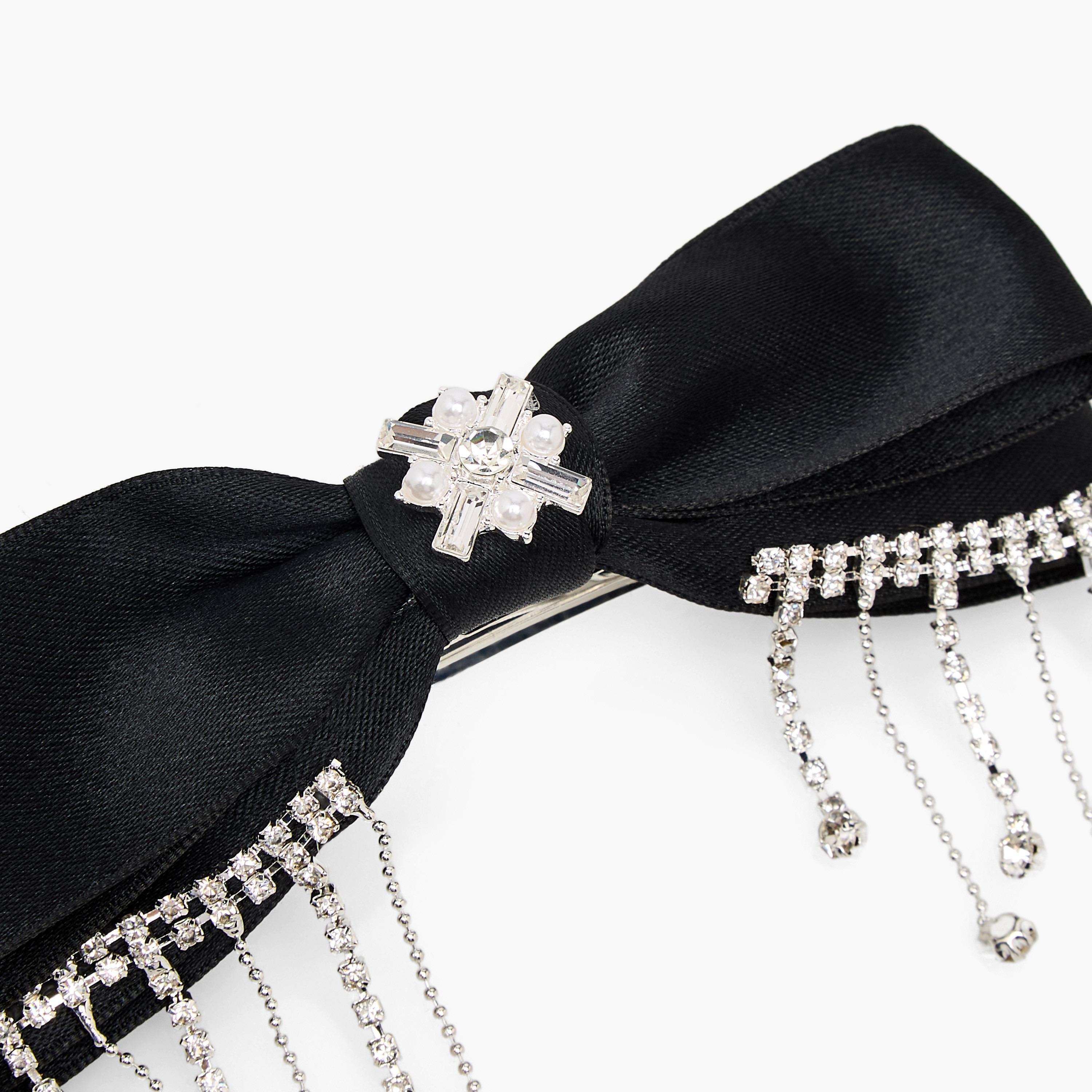 Bow Barrette Hair Clamp with Pearl Embellishment-women-hairaccessories-clips-image-2
