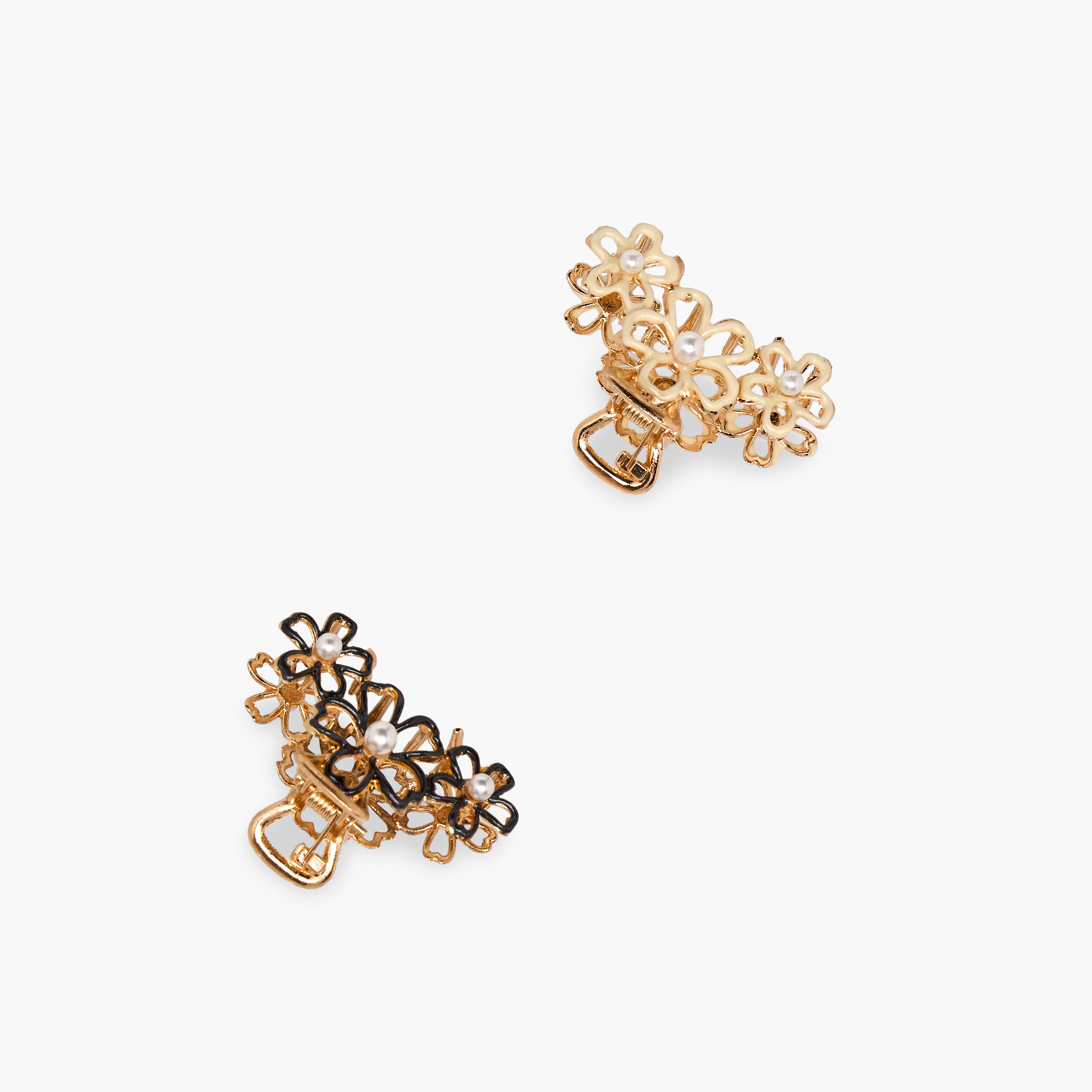 Pack of 2 Floral Shaped Hair Clamp with Pearl Embellishment-women-hairaccessories-clamps-image-3