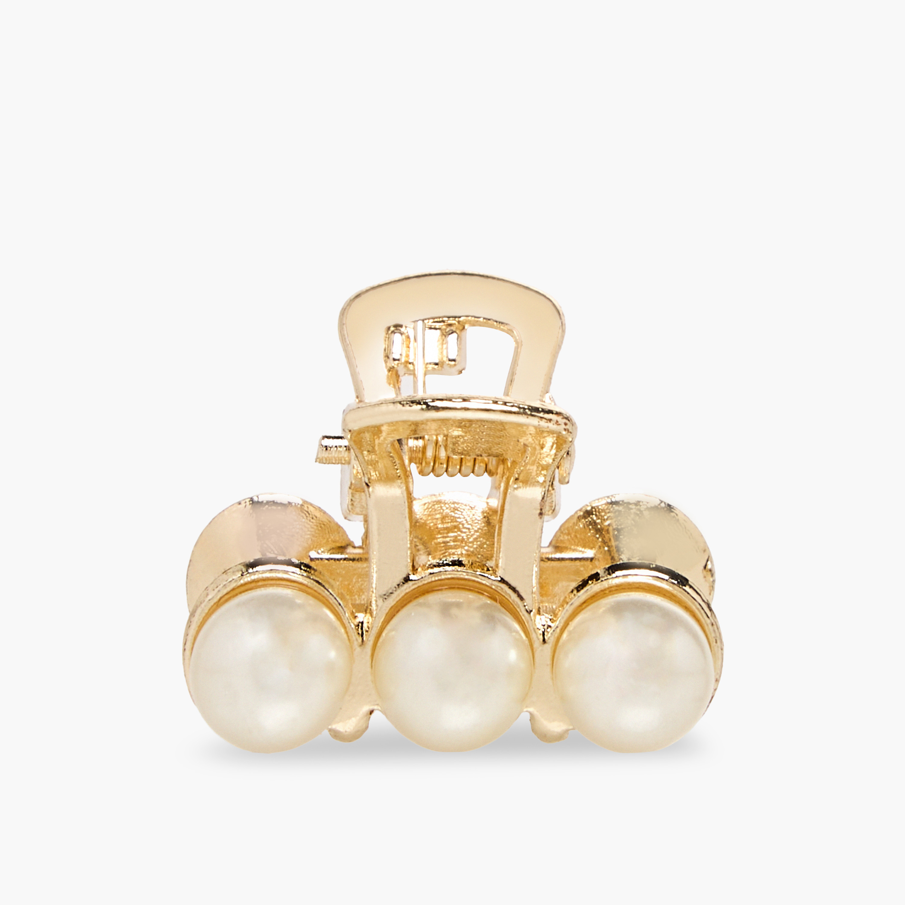 Pack of 3 Metallic Hair Clamps with Pearl Detail-women-hairaccessories-clamps-image-3