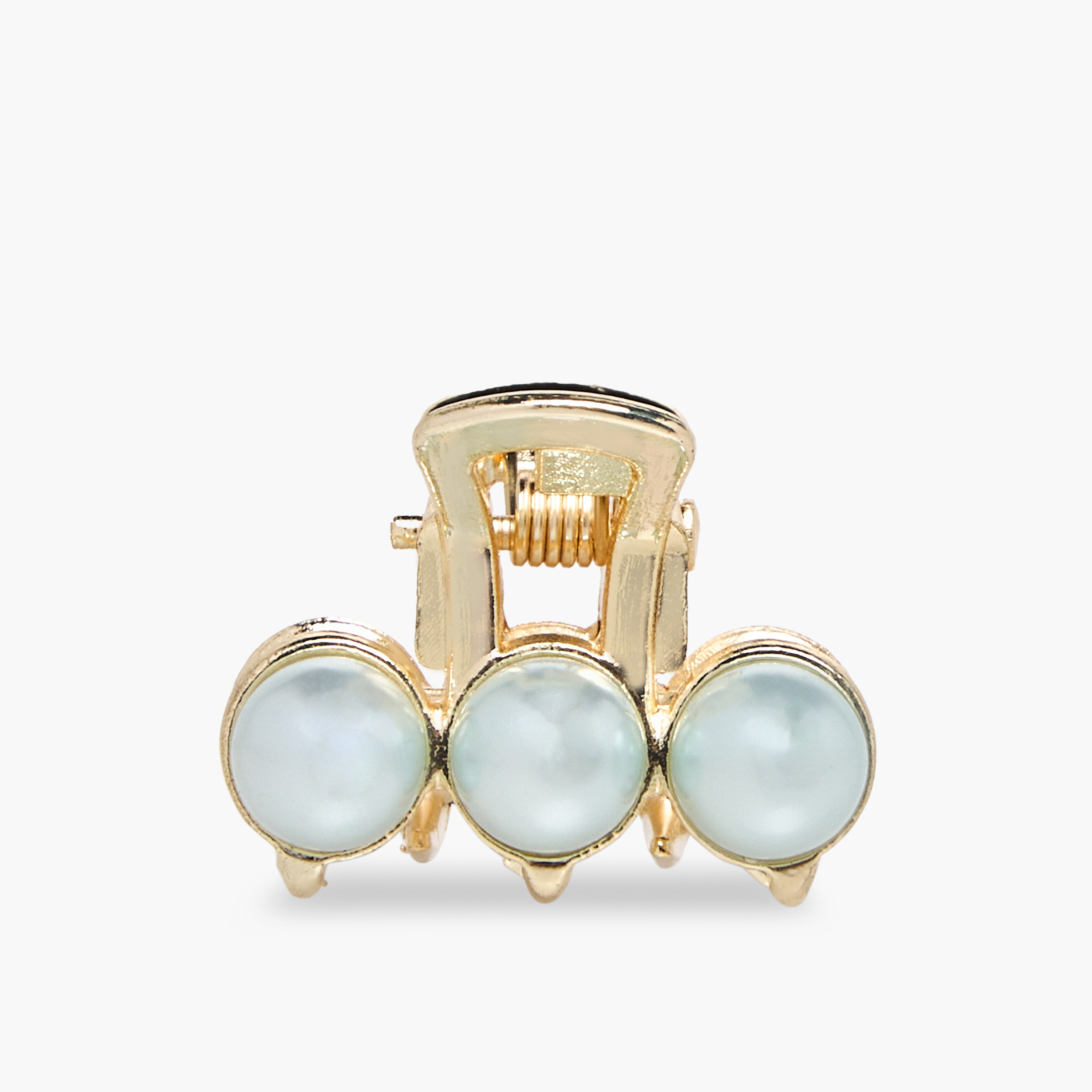 Pack of 3 Metallic Hair Clamps with Pearl Detail-women-hairaccessories-clamps-image-4