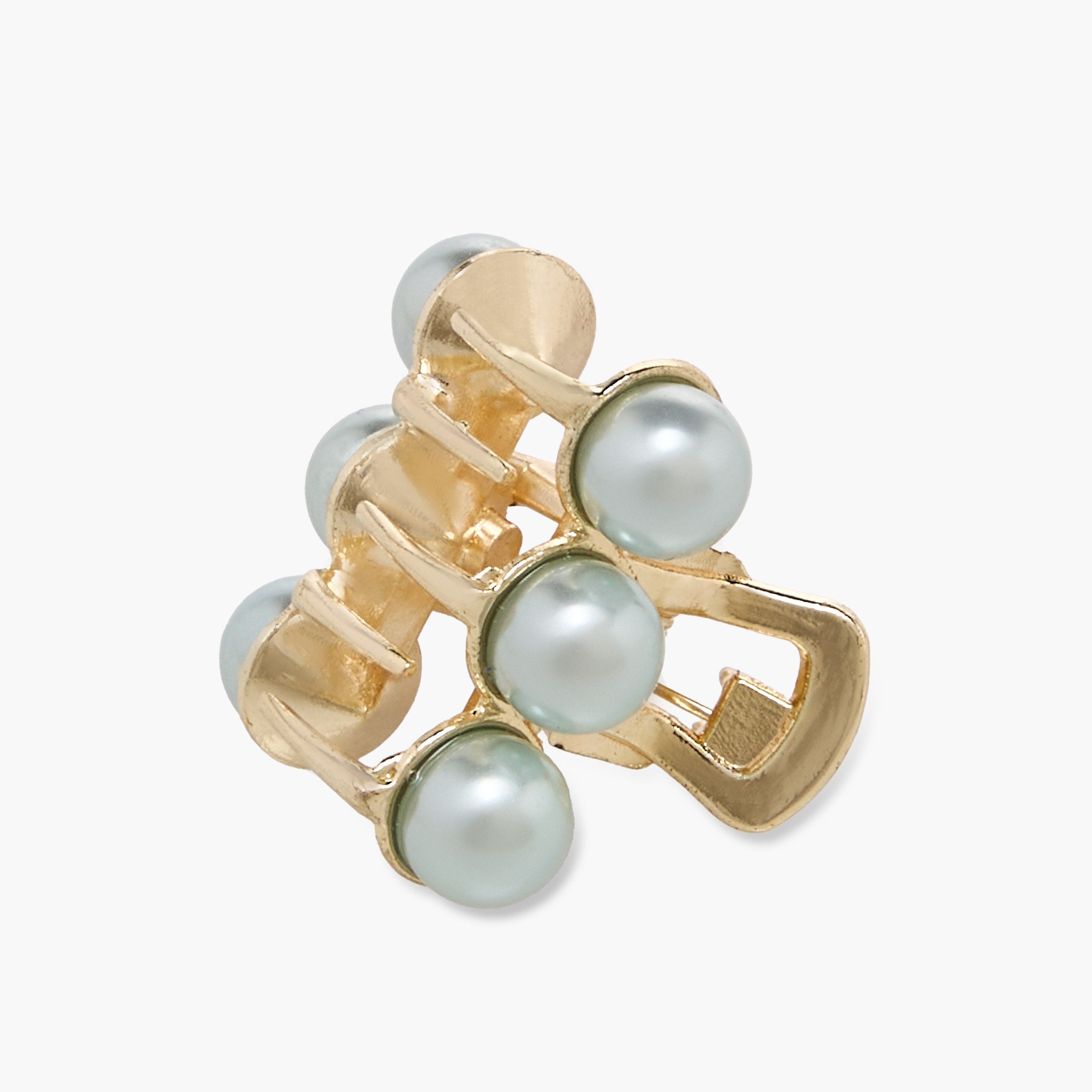 Pack of 3 Metallic Hair Clamps with Pearl Detail-women-hairaccessories-clamps-image-6