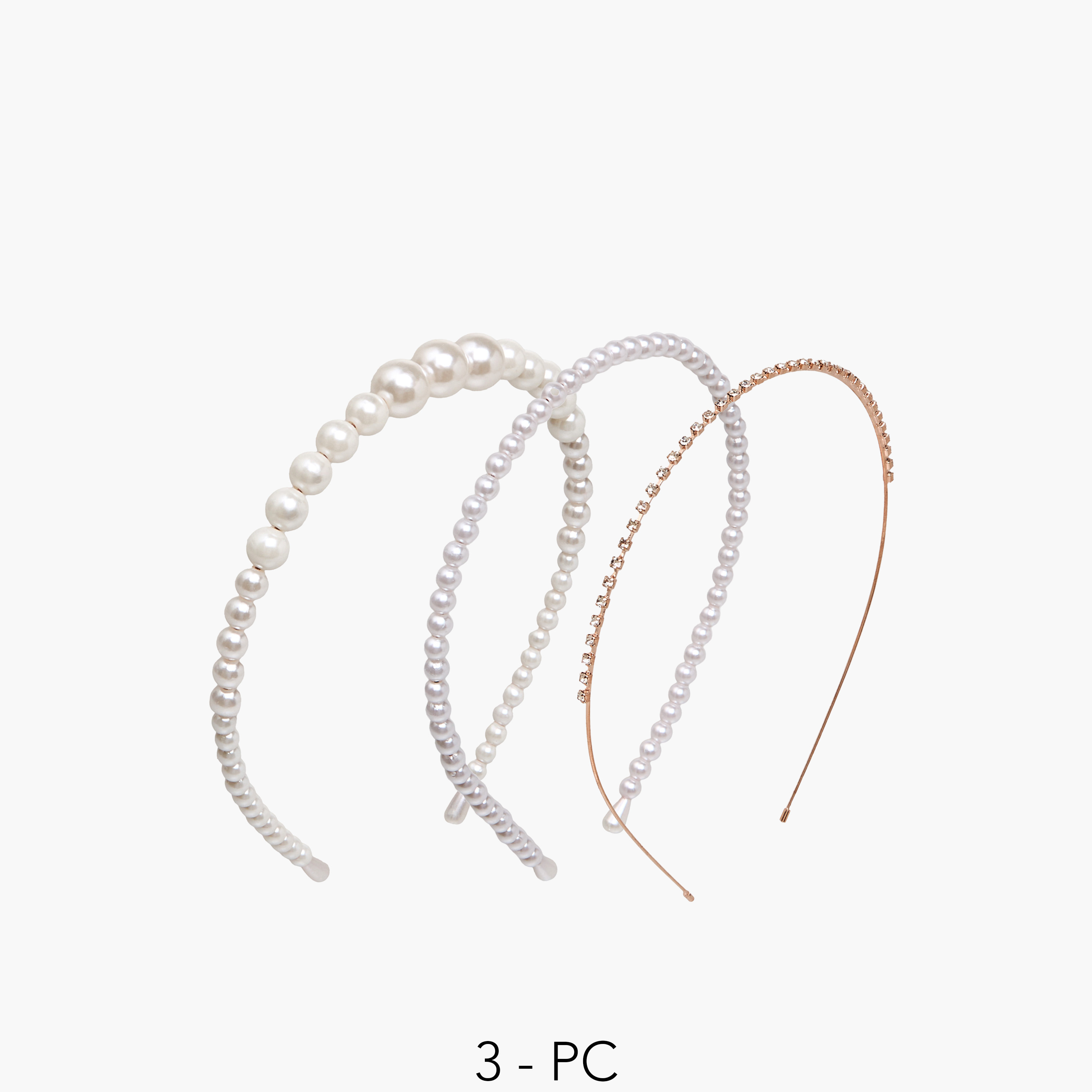 Pack of 3 Metallic Pearl Hairband-women-hairaccessories-bands-image-1