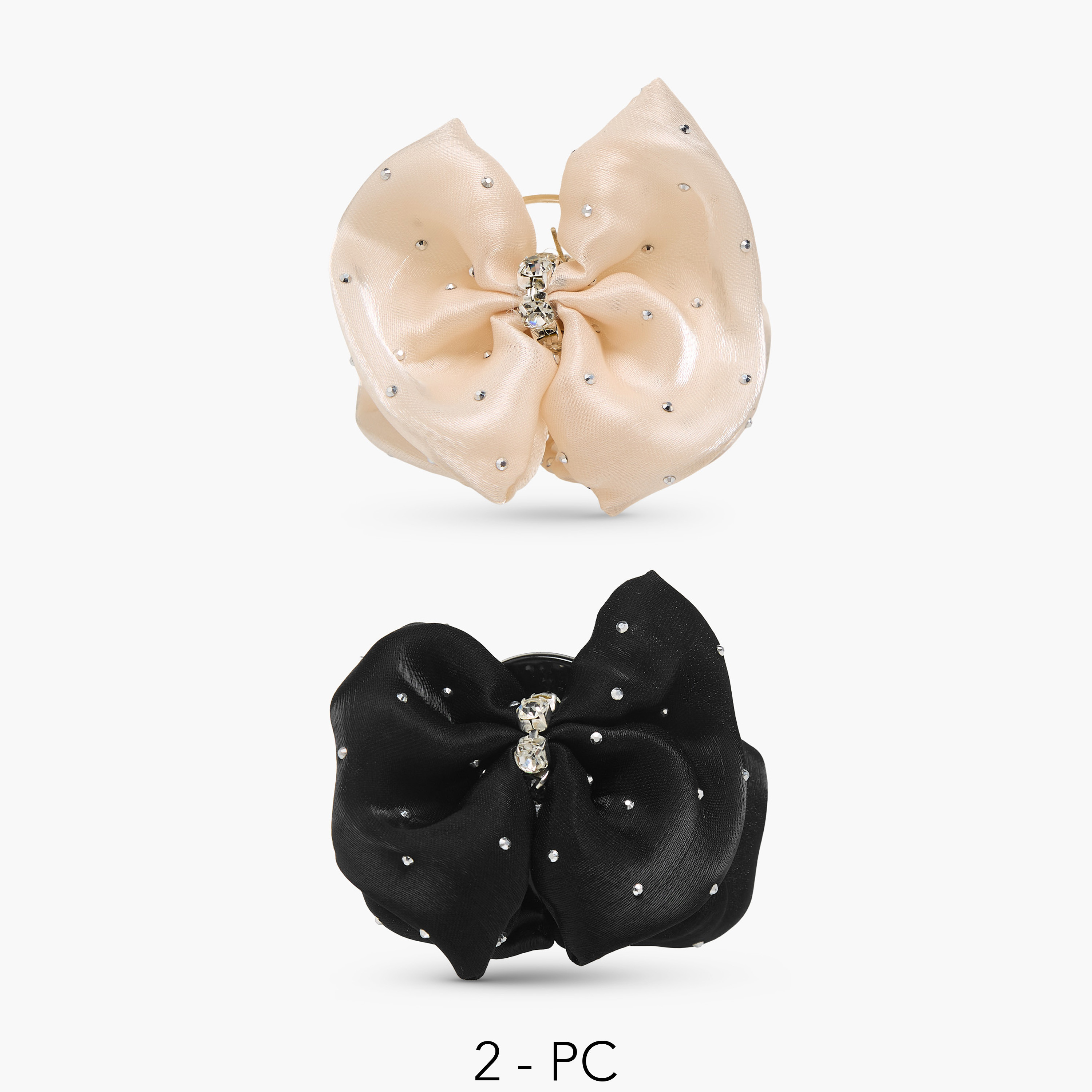 Pack of 2 Bow Hair Clamp with Embellishment-women-hairaccessories-clamps-image-1
