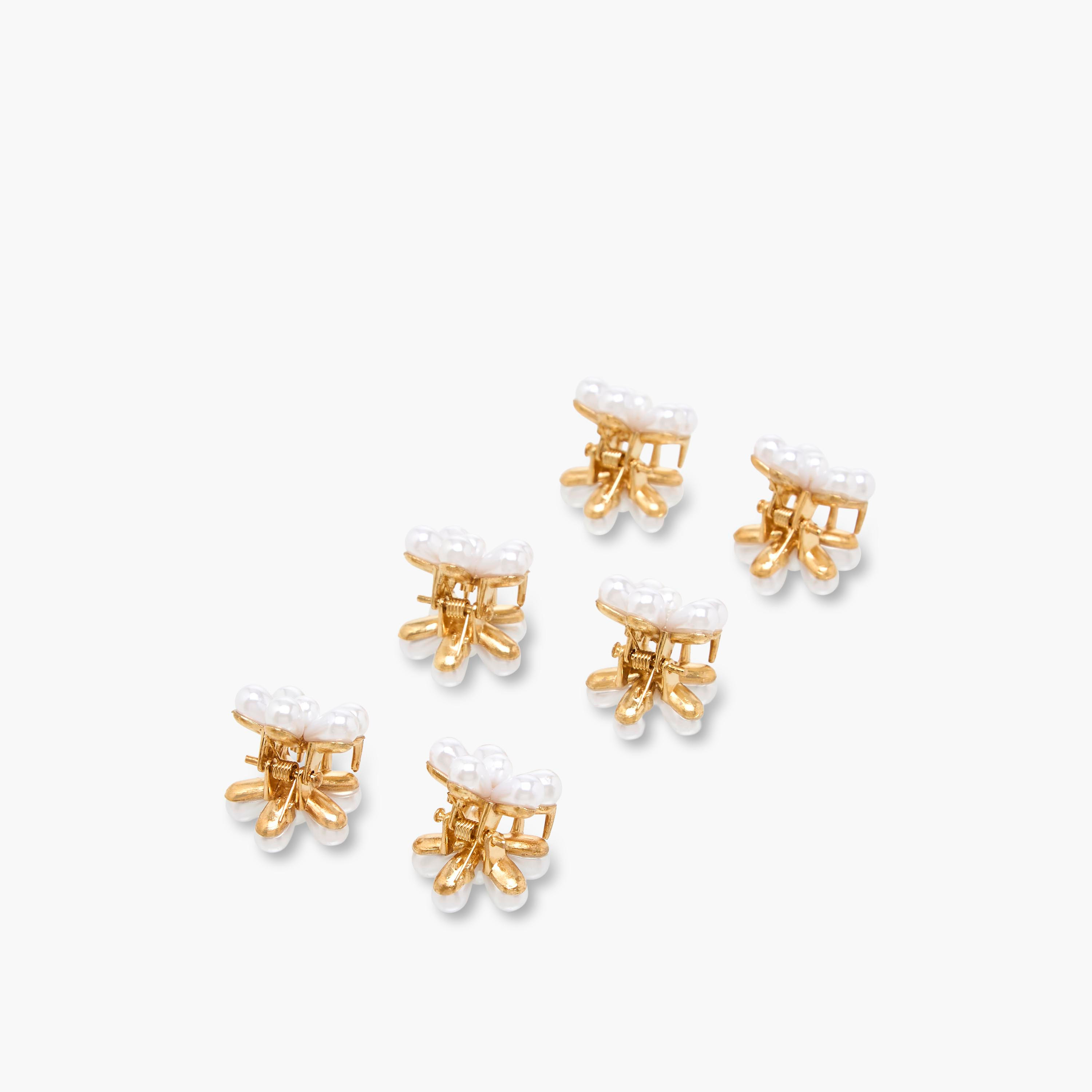 Pack of 6 Floral Hair Clamp with Pearl Embellishment-women-hairaccessories-clamps-image-5