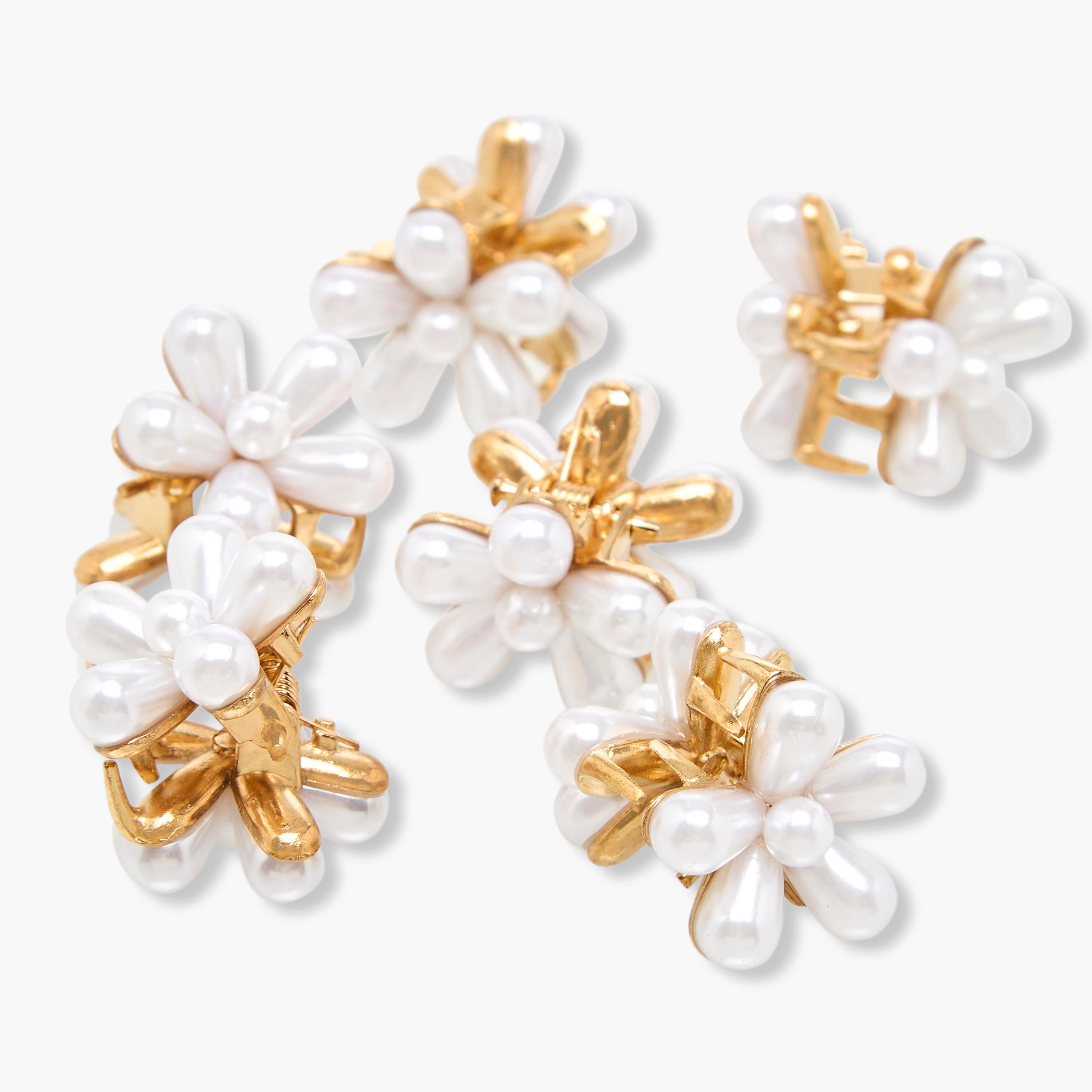 Pack of 6 Floral Hair Clamp with Pearl Embellishment-women-hairaccessories-clamps-image-6