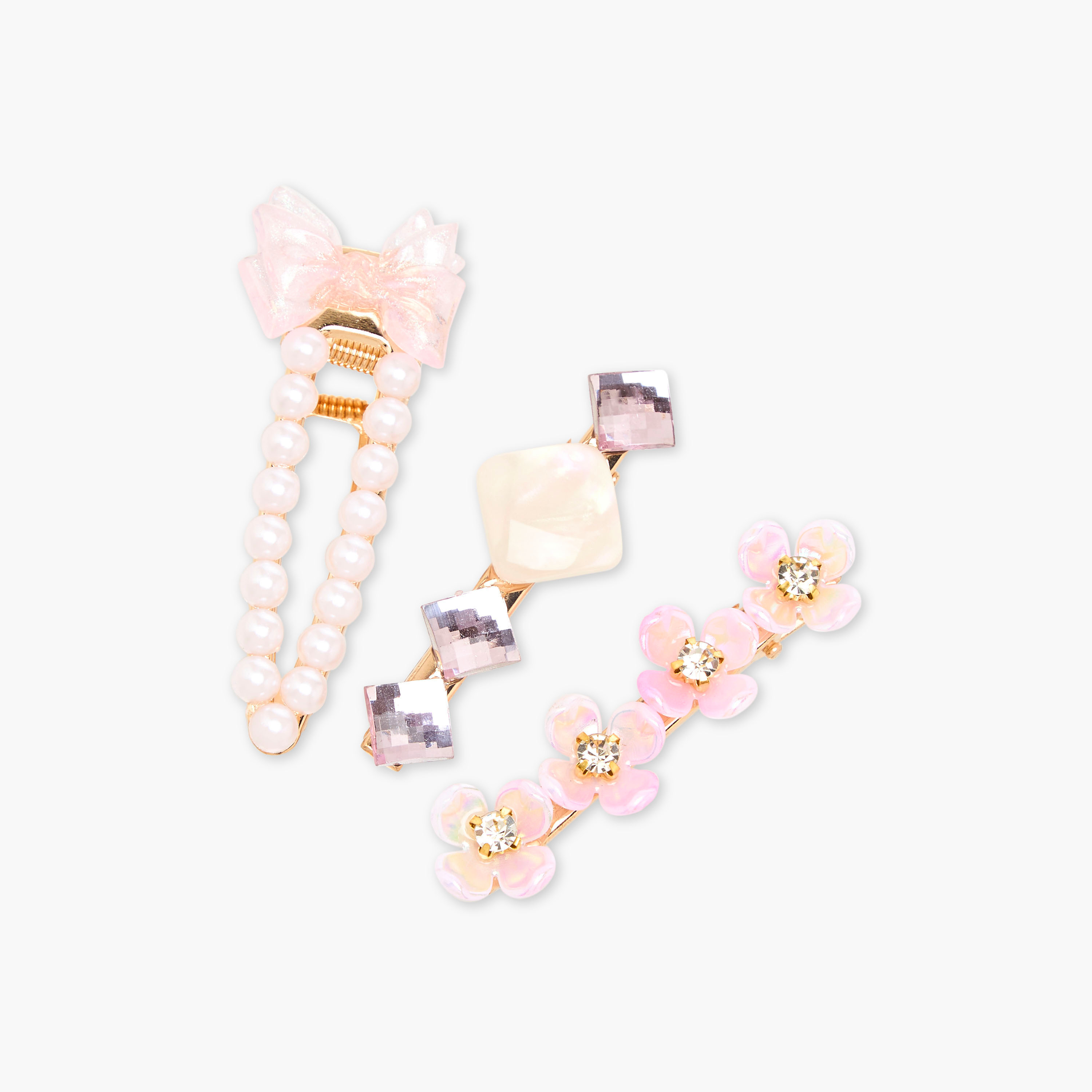 Pack of 3 Metal Embellished Hair Clip-women-hairaccessories-clips-image-4