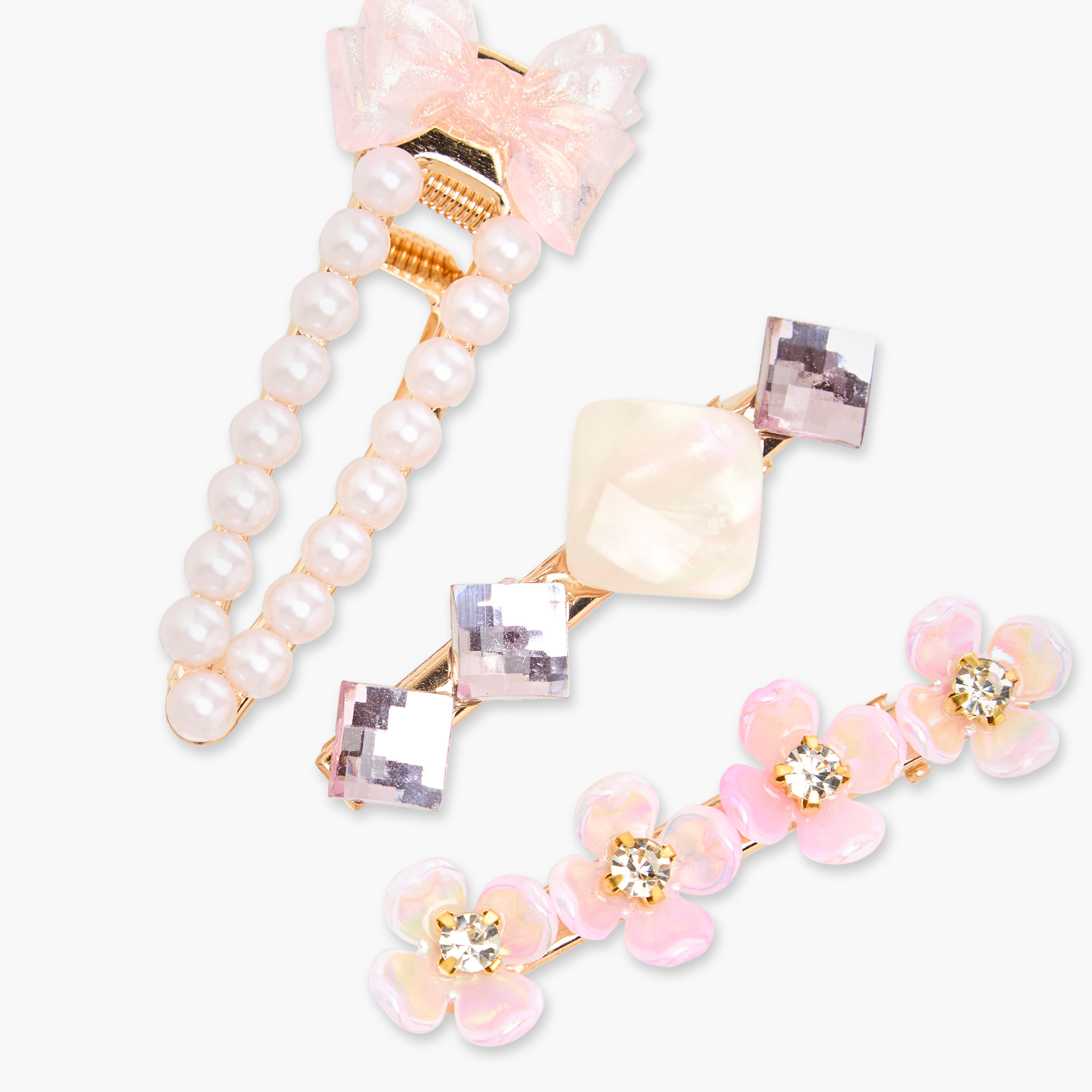 Pack of 3 Metal Embellished Hair Clip-women-hairaccessories-clips-image-5