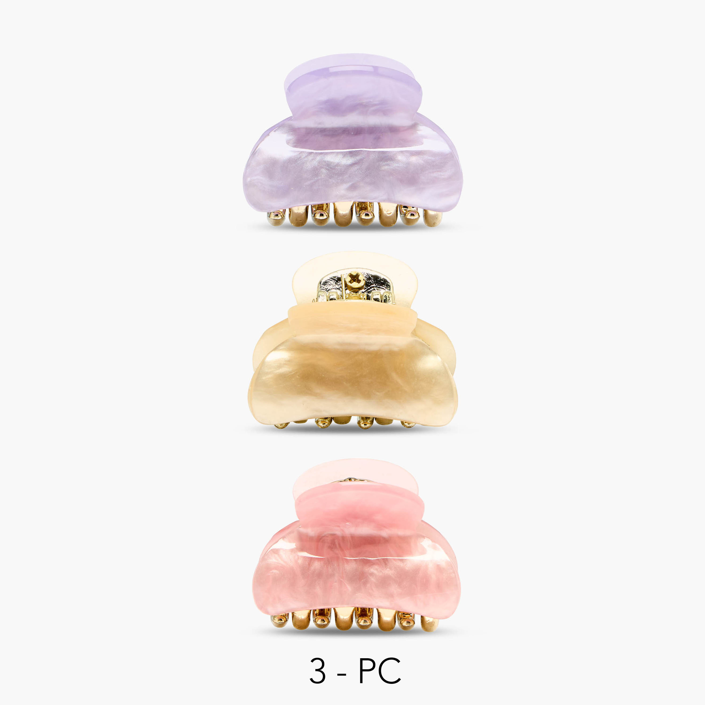 Pack of 3 Curved Shape Hair Clamps with Pearl Finish-women-hairaccessories-bands-image-1