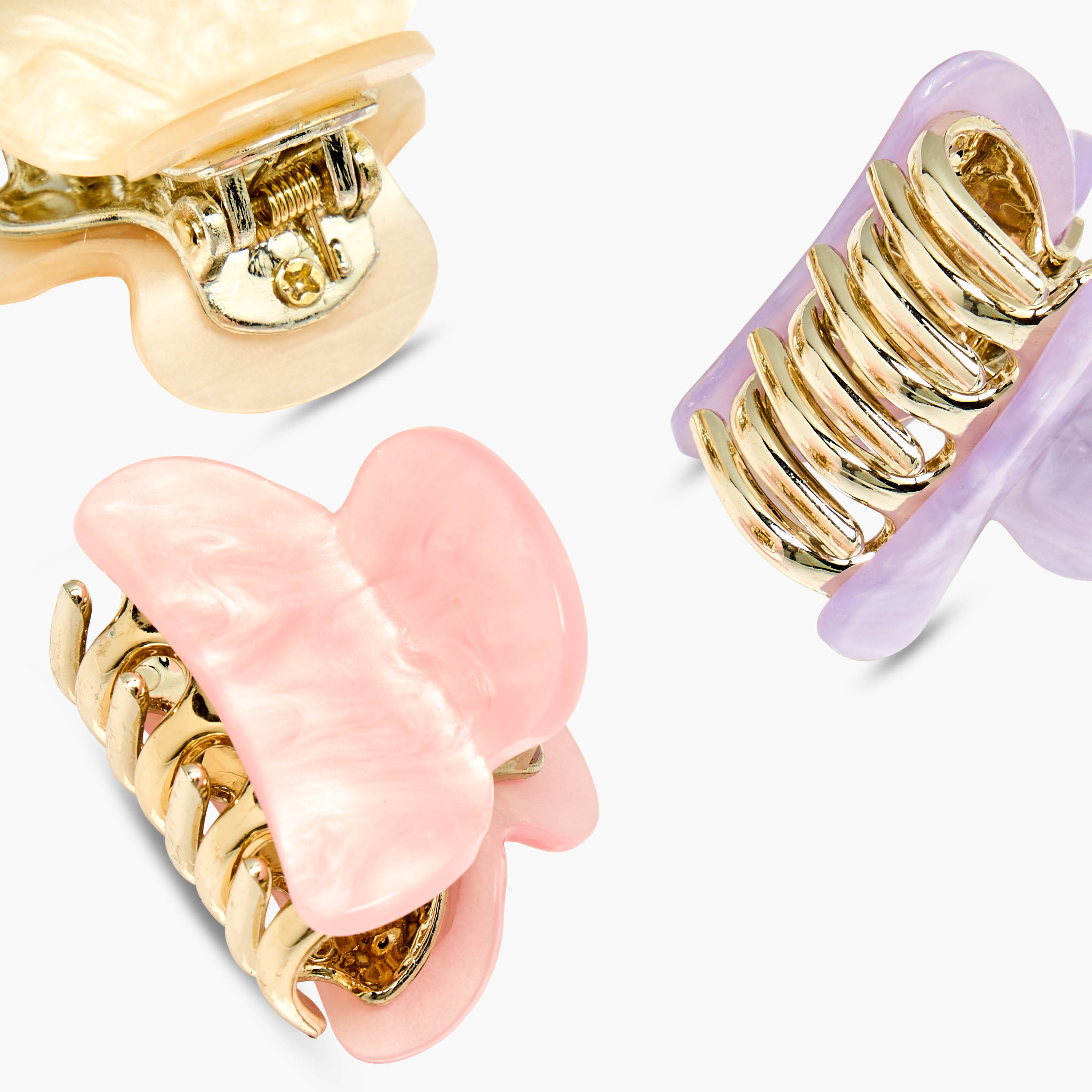 Pack of 3 Curved Shape Hair Clamps with Pearl Finish-women-hairaccessories-bands-image-7