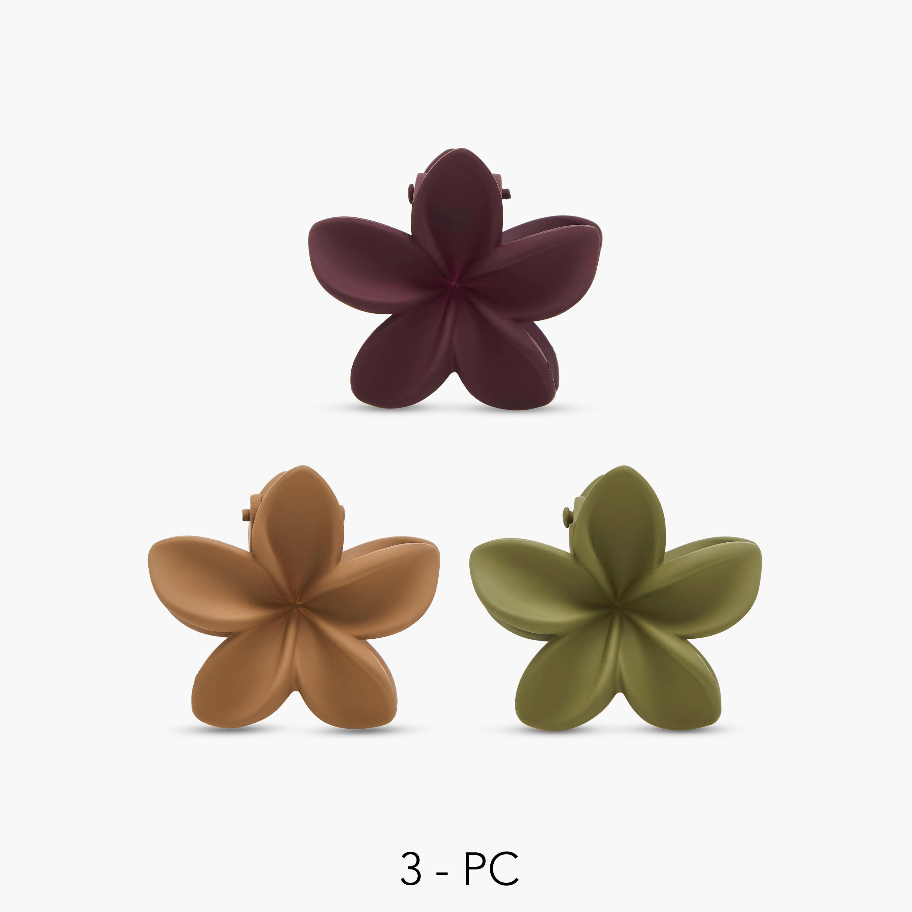 Pack of 3 Floral Hair Clamps with Matte Finish-women-hairaccessories-clamps-image-1