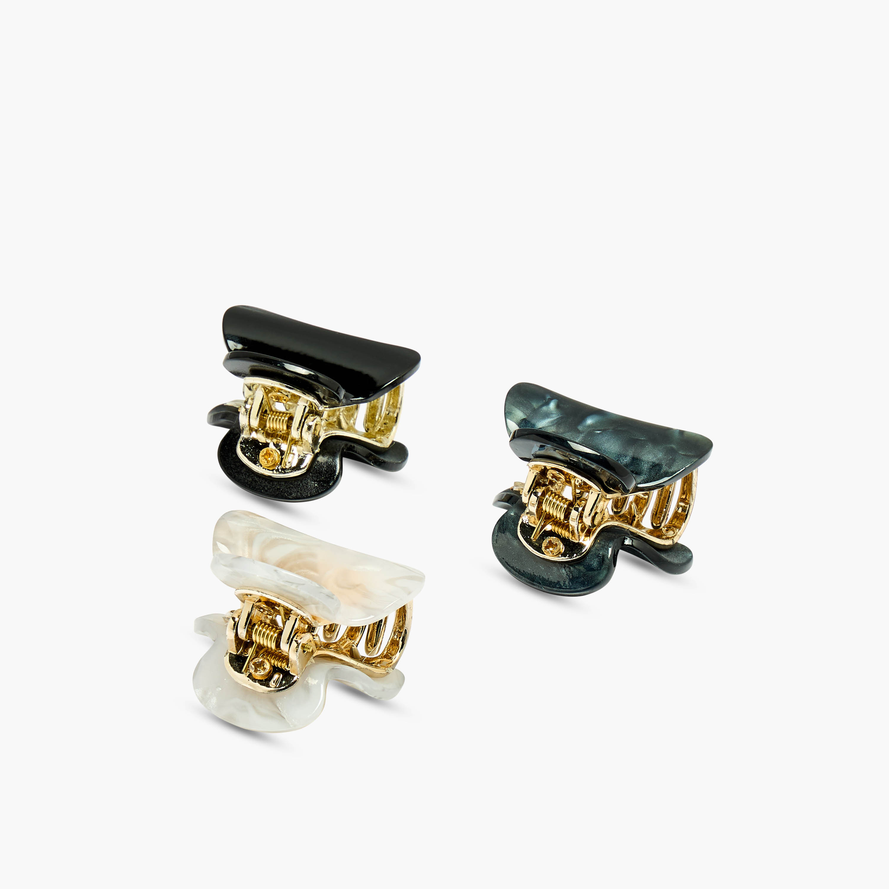 Pack of 3 Curved Shape Hair Clamps with Pearl Marble Finish-women-hairaccessories-clamps-image-5