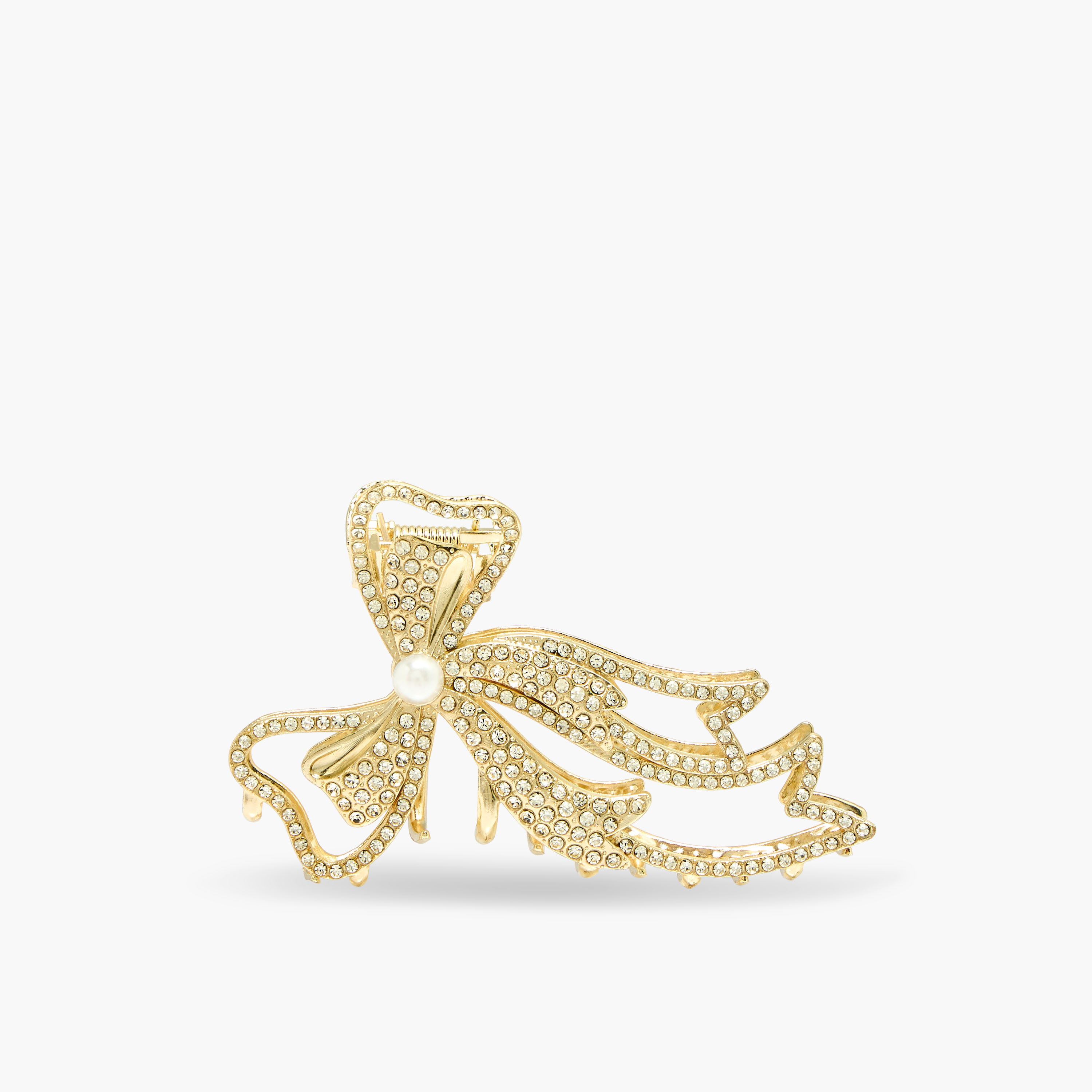Bow Shape Hair Clamp with Stone Embellishments-women-hairaccessories-clamps-image-1