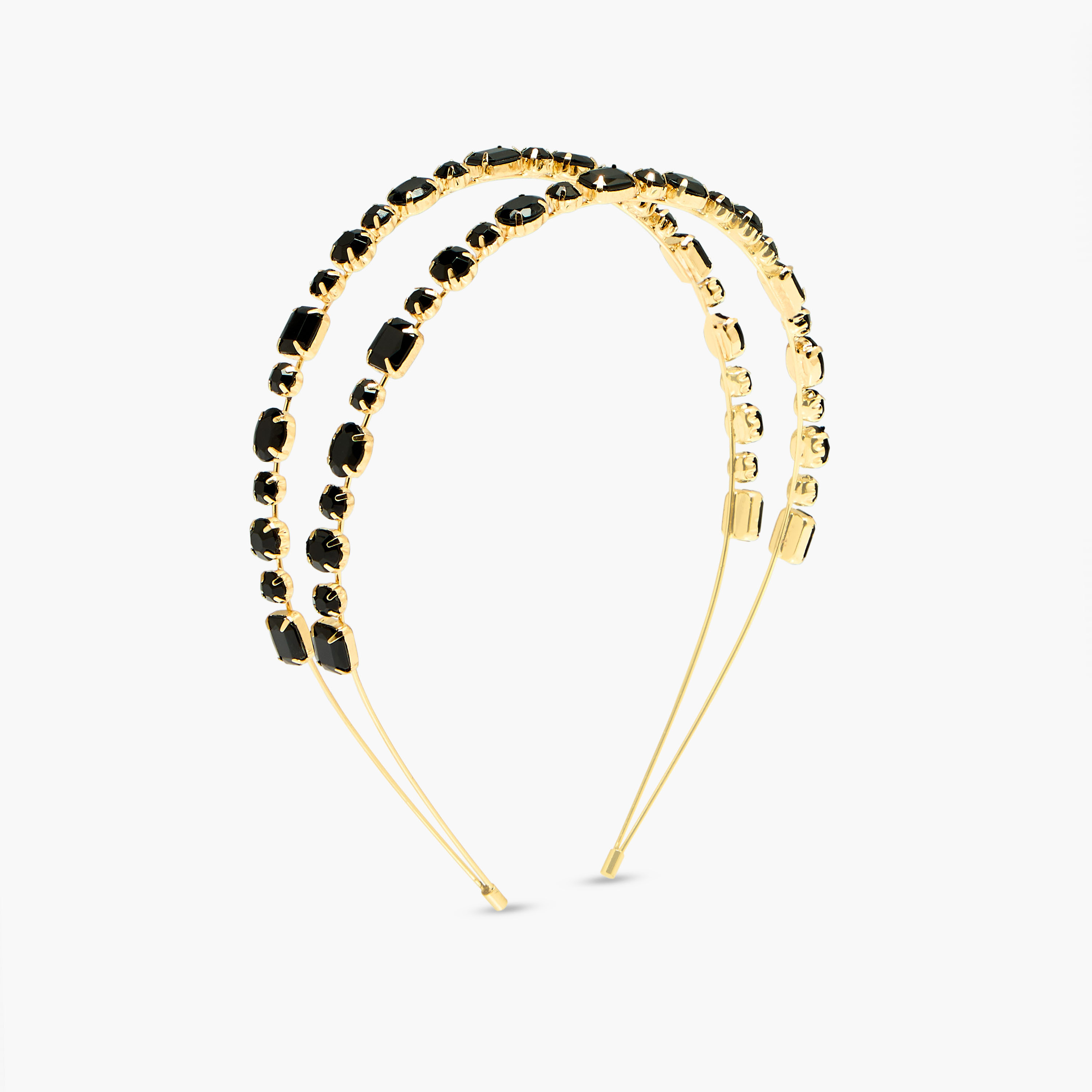 Metal Stone Embellished Double Hairband-women-hairaccessories-bands-image-1