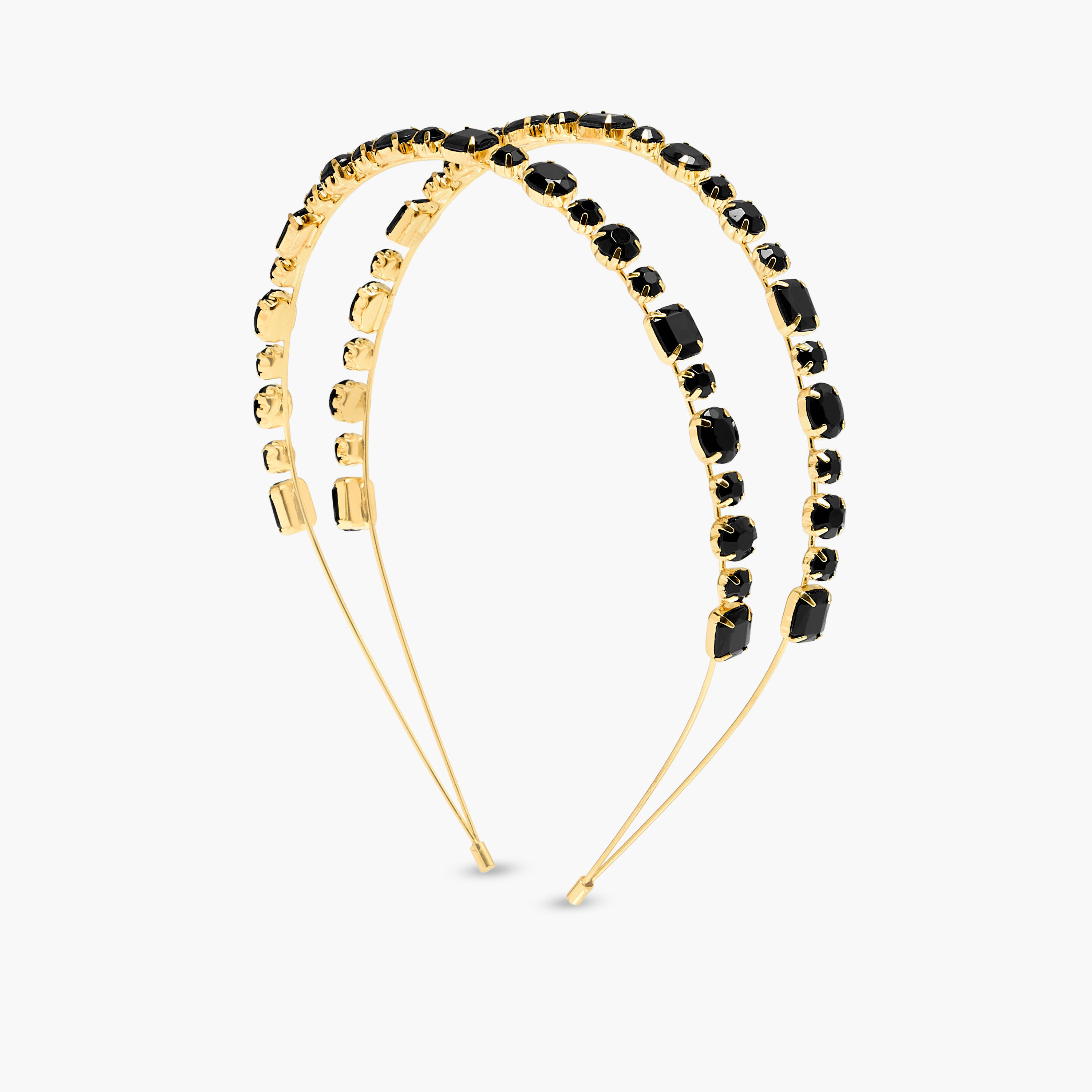 Metal Stone Embellished Double Hairband-women-hairaccessories-bands-image-2