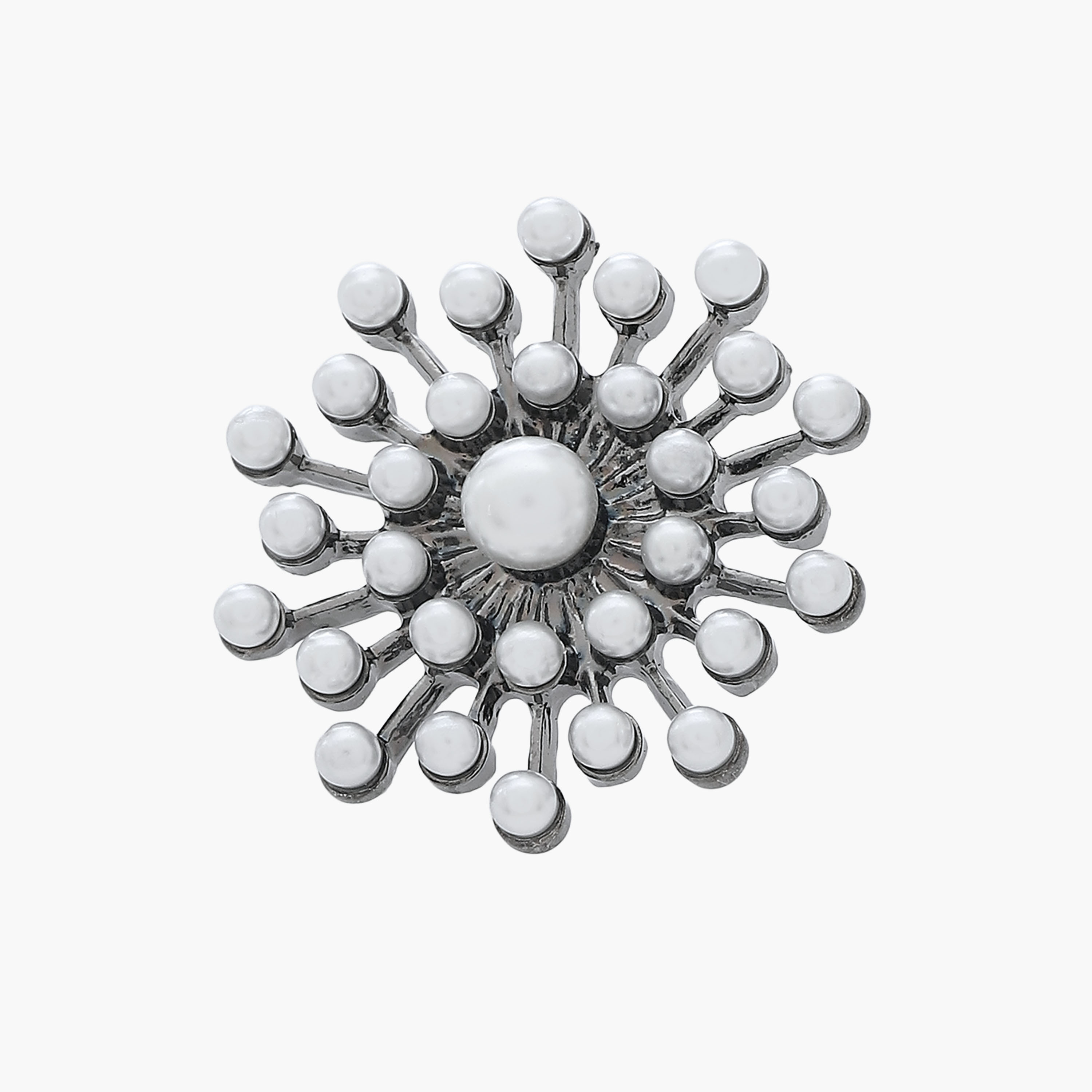 Silver Tone Pearl Embellished Stud Earrings with Pushback Closure-women-watchesandjewellery-jewellery-earrings-image-4