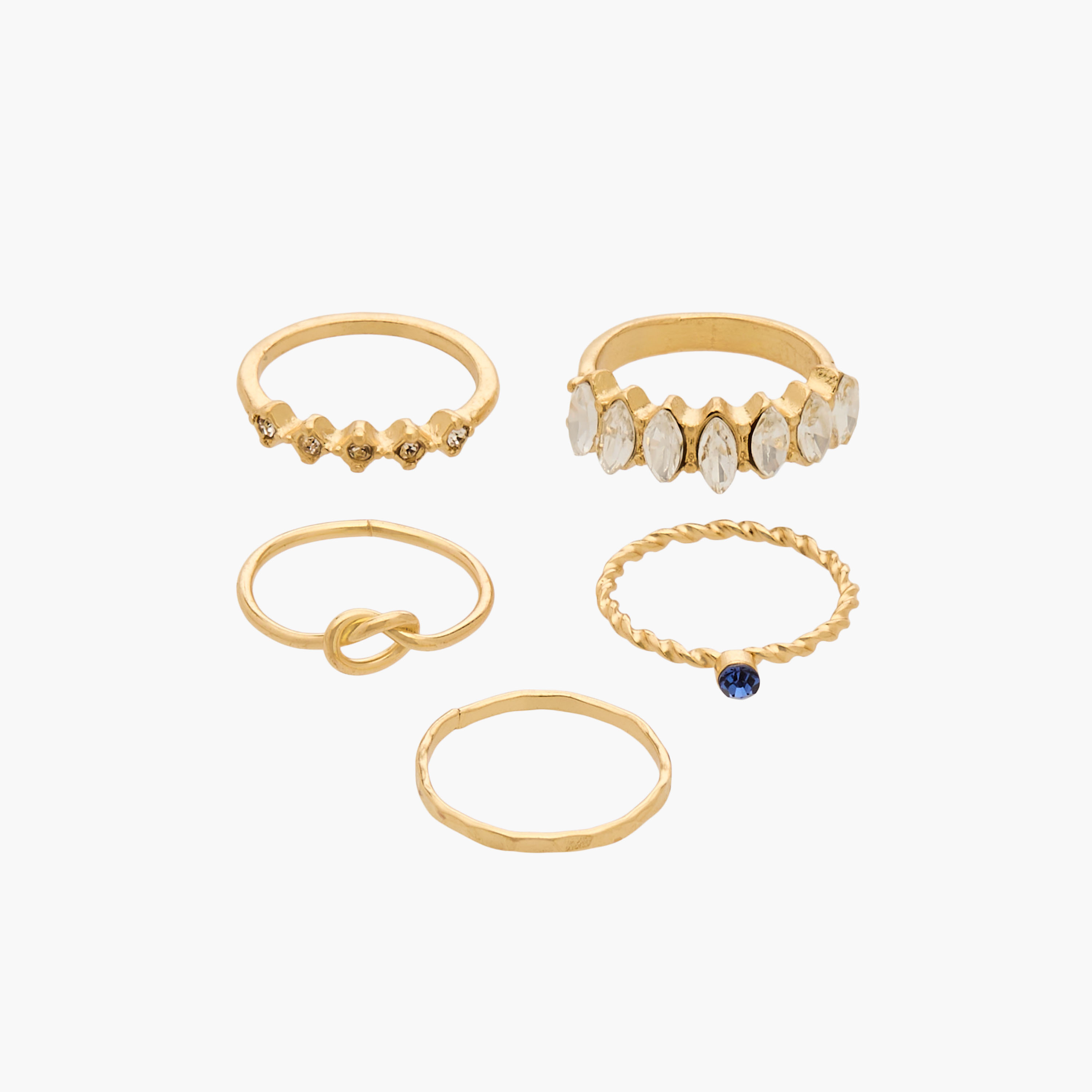 Assorted Gold Tone Ring - Set of 5-women-watchesandjewellery-jewellery-rings-image-1