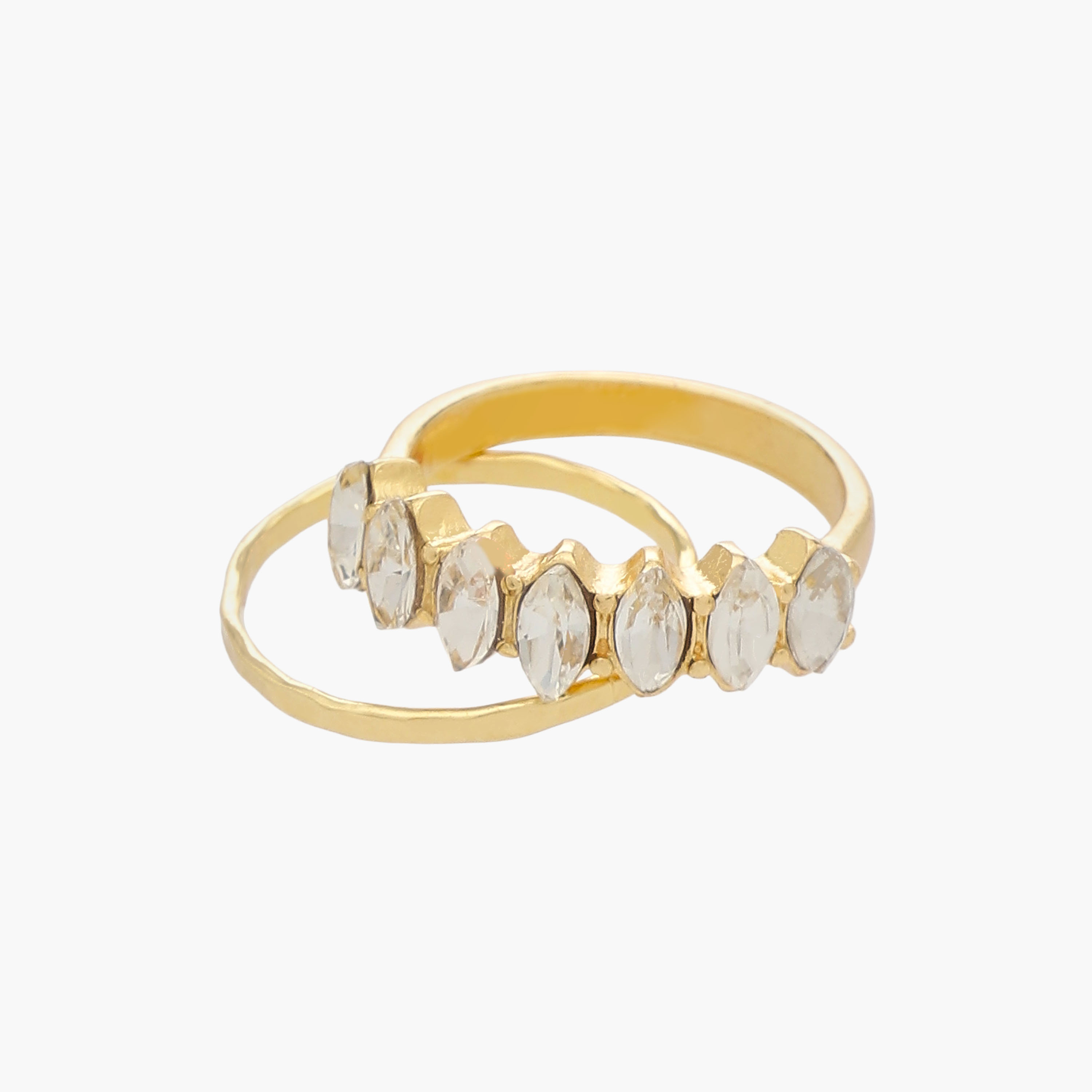 Embellished Metal Gold Tone Ring - Set of 5-women-watchesandjewellery-jewellery-rings-image-3