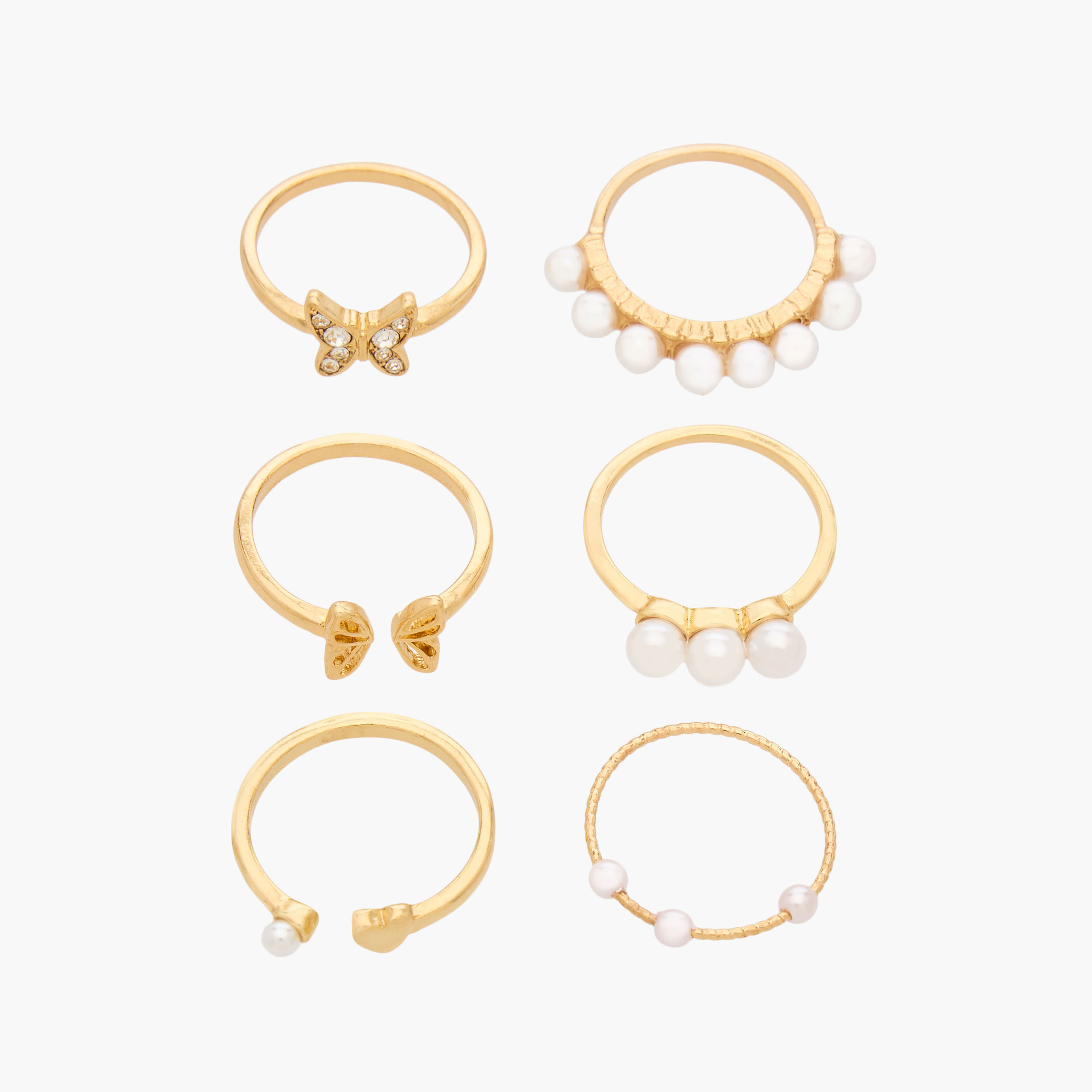 Assorted Gold Tone Ring - Set of 6-women-watchesandjewellery-jewellery-rings-image-1