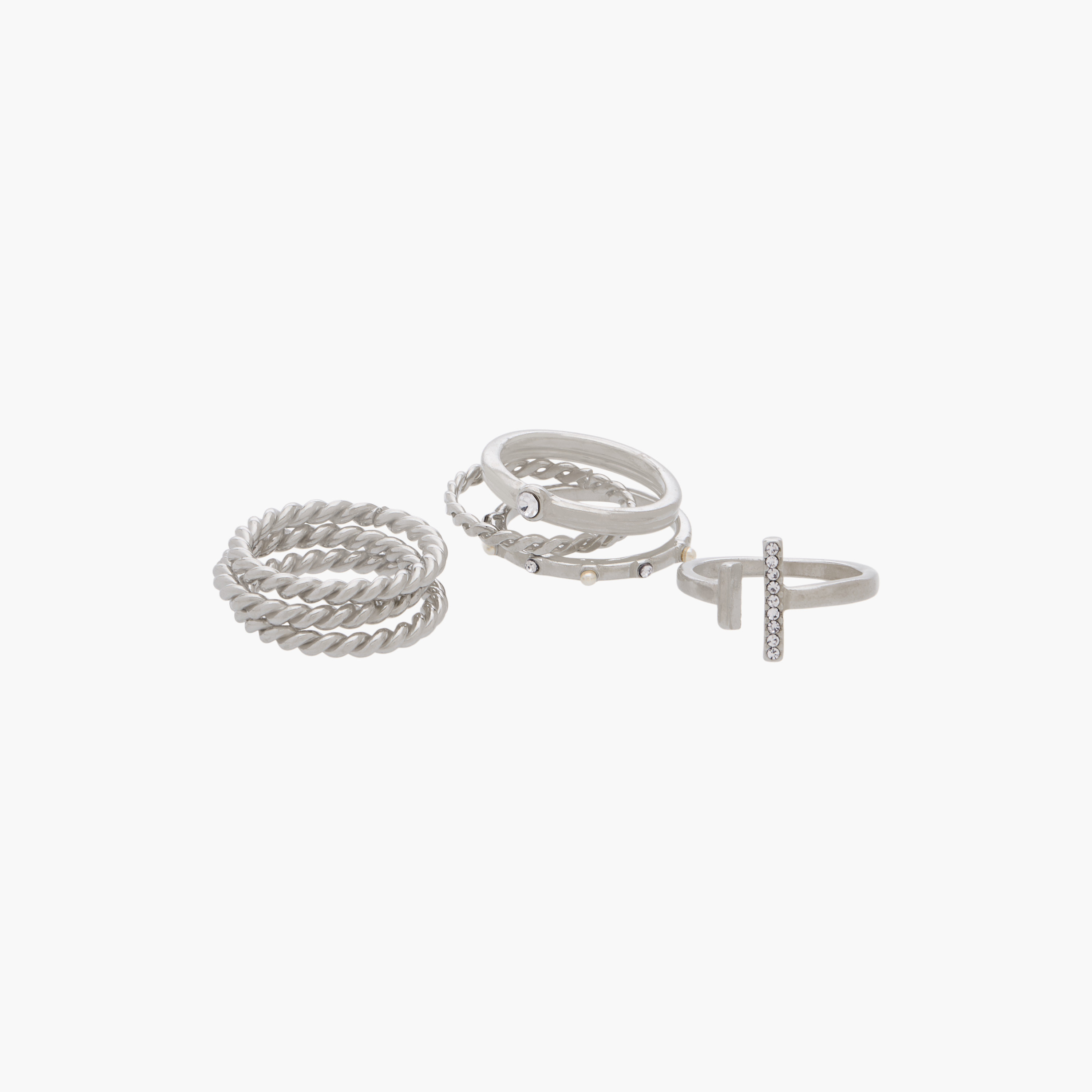 Stackable Silver Tone Ring - Set of 8-women-watchesandjewellery-jewellery-rings-image-2