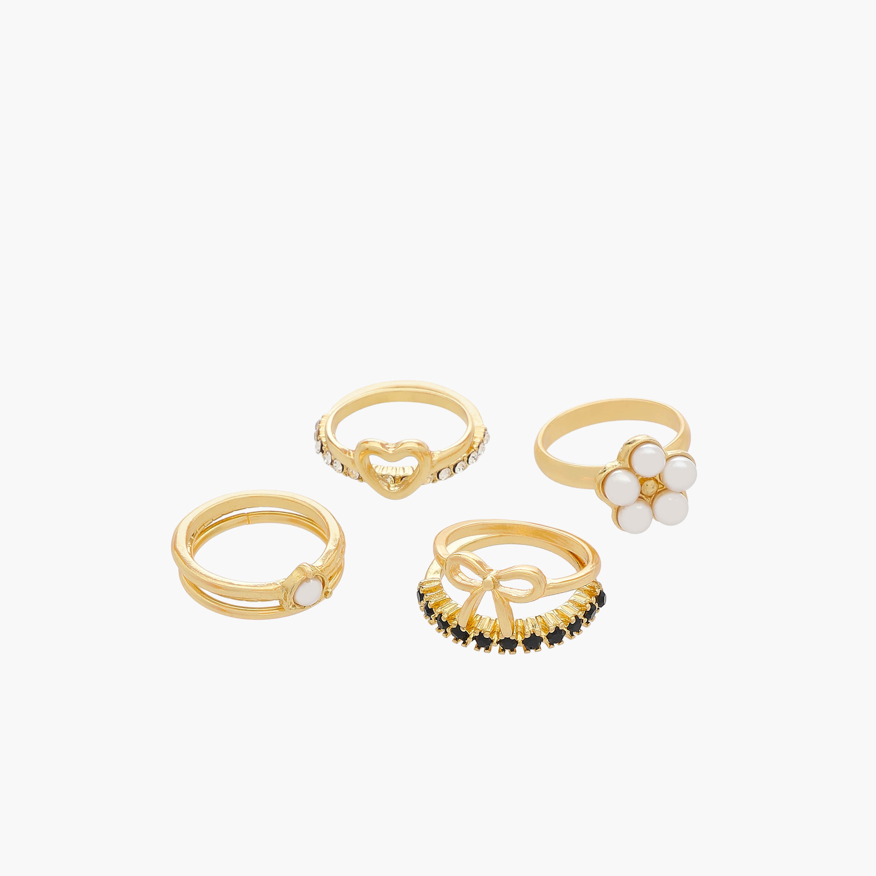 Gold Tone Ring with Cubic Zirconia Embellishment - Set of 8-women-watchesandjewellery-jewellery-rings-image-2