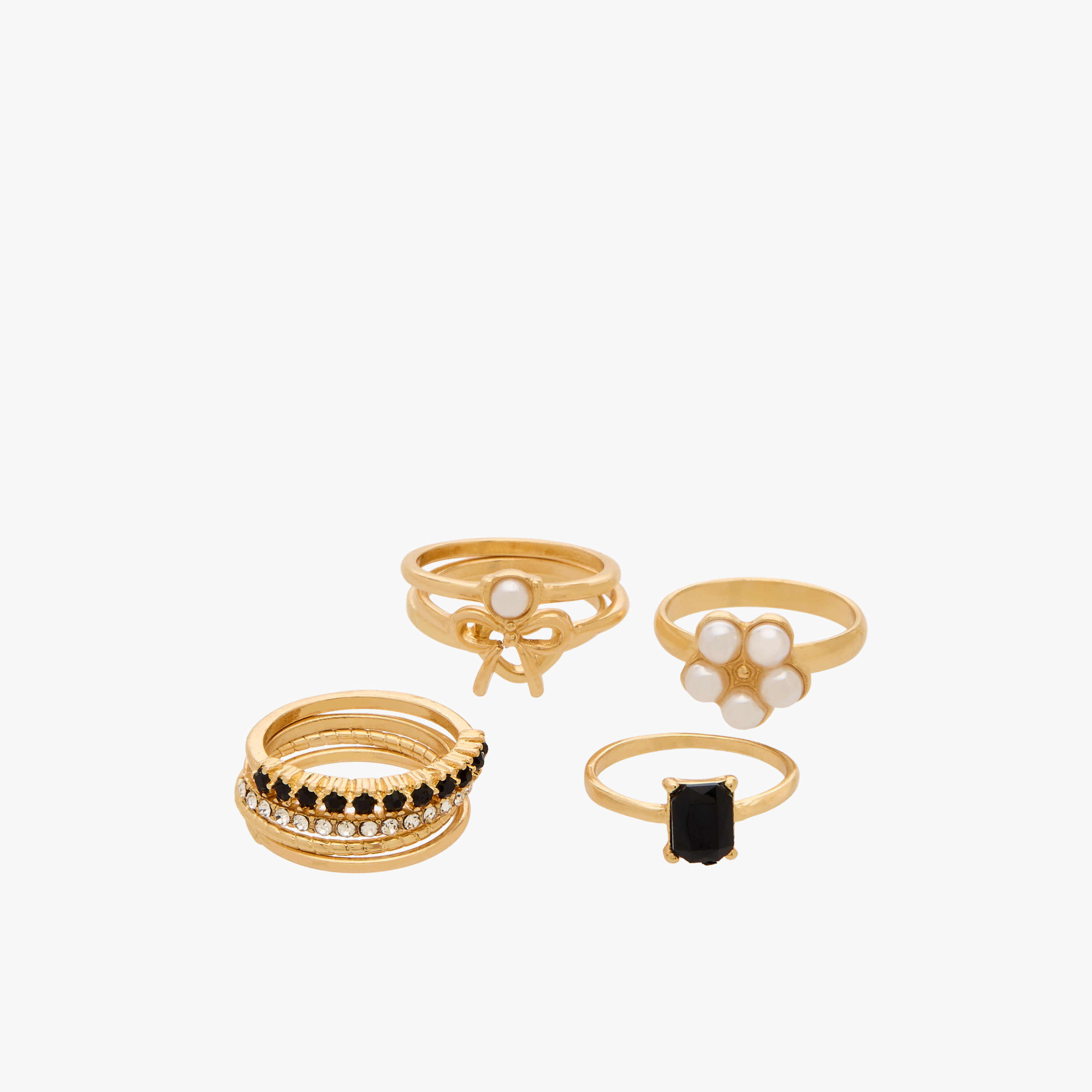 Cubic Zirconia Embellished Gold Tone Ring - Set of 9-women-watchesandjewellery-jewellery-rings-image-2