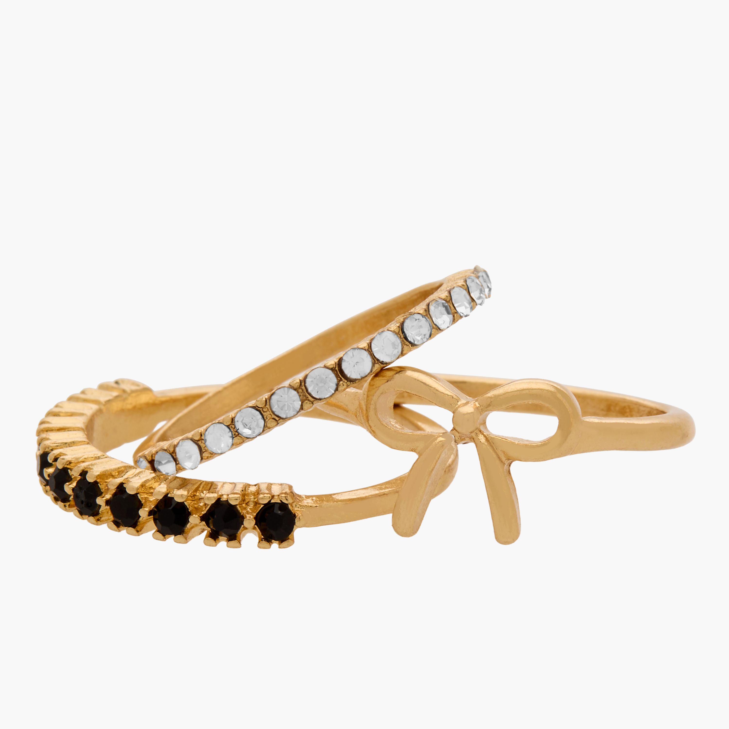 Cubic Zirconia Embellished Gold Tone Ring - Set of 9-women-watchesandjewellery-jewellery-rings-image-3