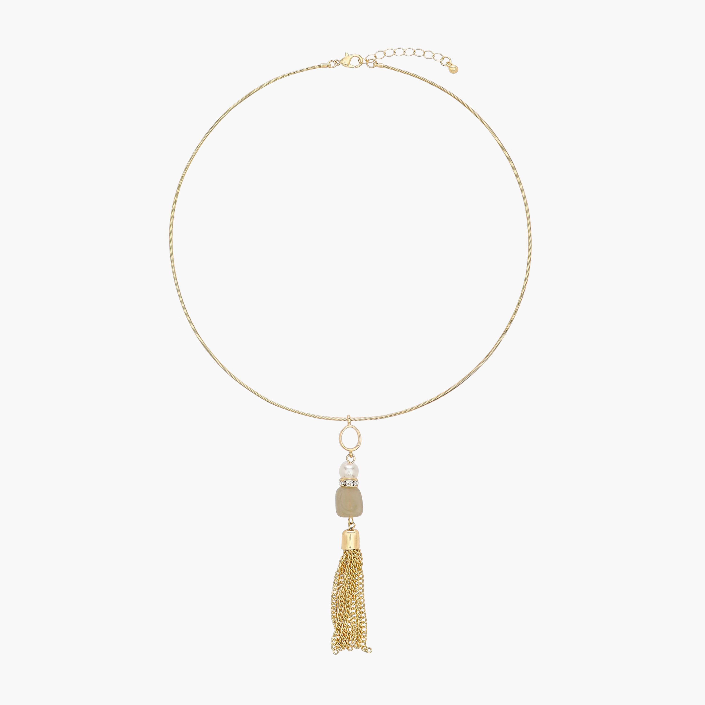 عقد بدلاية شرابة معدن وبتفاصيل حجر-women-watchesandjewellery-jewellery-necklacesandpendants-image-1