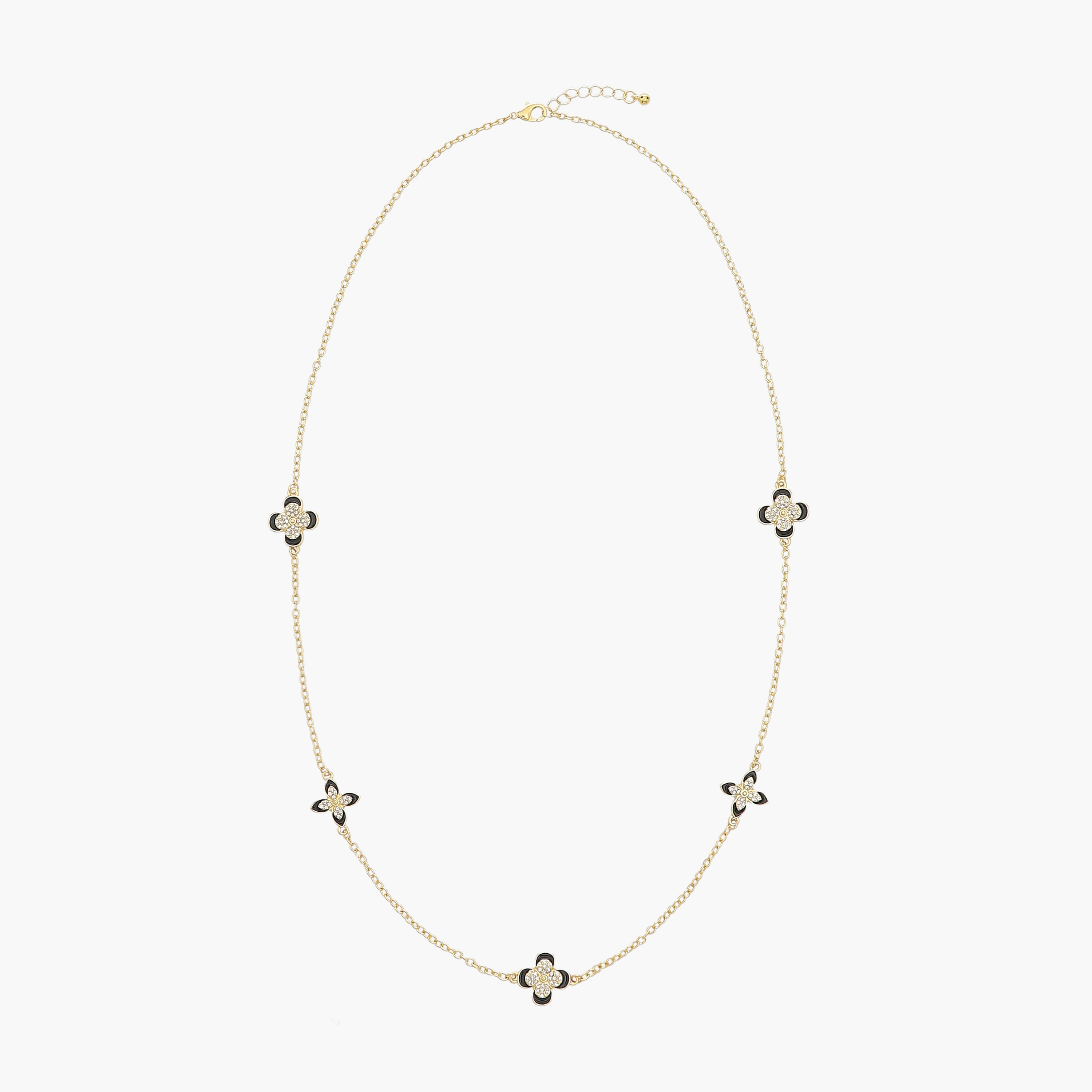 Metallic Necklace with Floral Charm Embellishment-women-watchesandjewellery-jewellery-necklacesandpendants-image-1