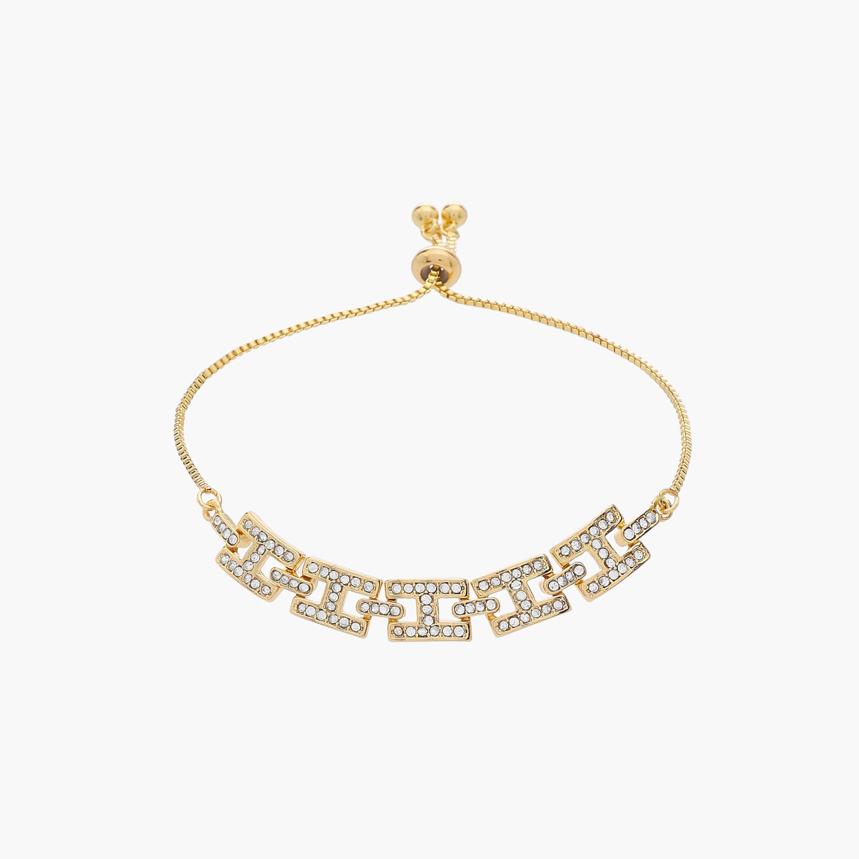 سوار ميتاليك مزين بالأحجار بمشبك منزلق قابل للتعديل-women-watchesandjewellery-jewellery-banglesandbracelets-image-1