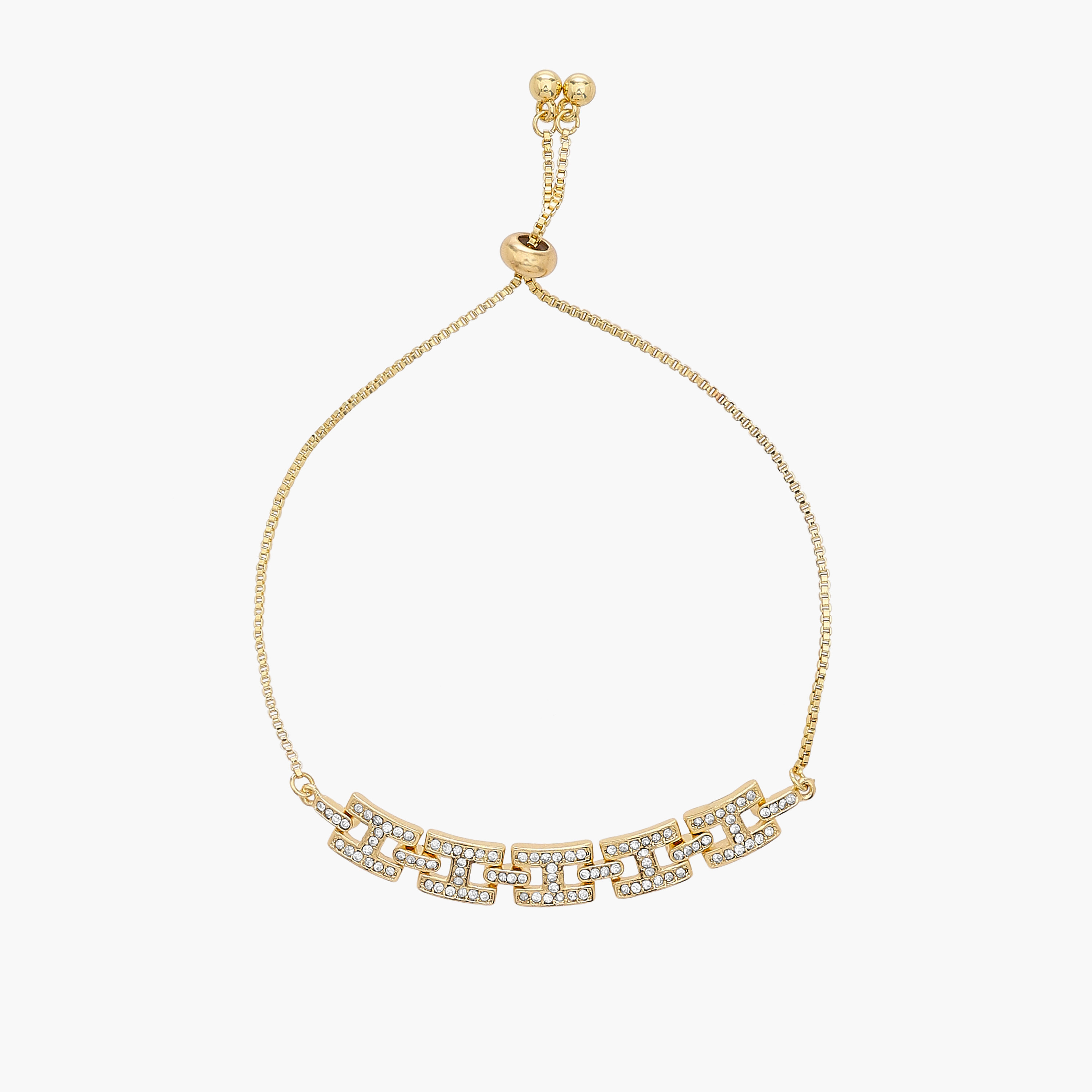 سوار ميتاليك مزين بالأحجار بمشبك منزلق قابل للتعديل-women-watchesandjewellery-jewellery-banglesandbracelets-image-2