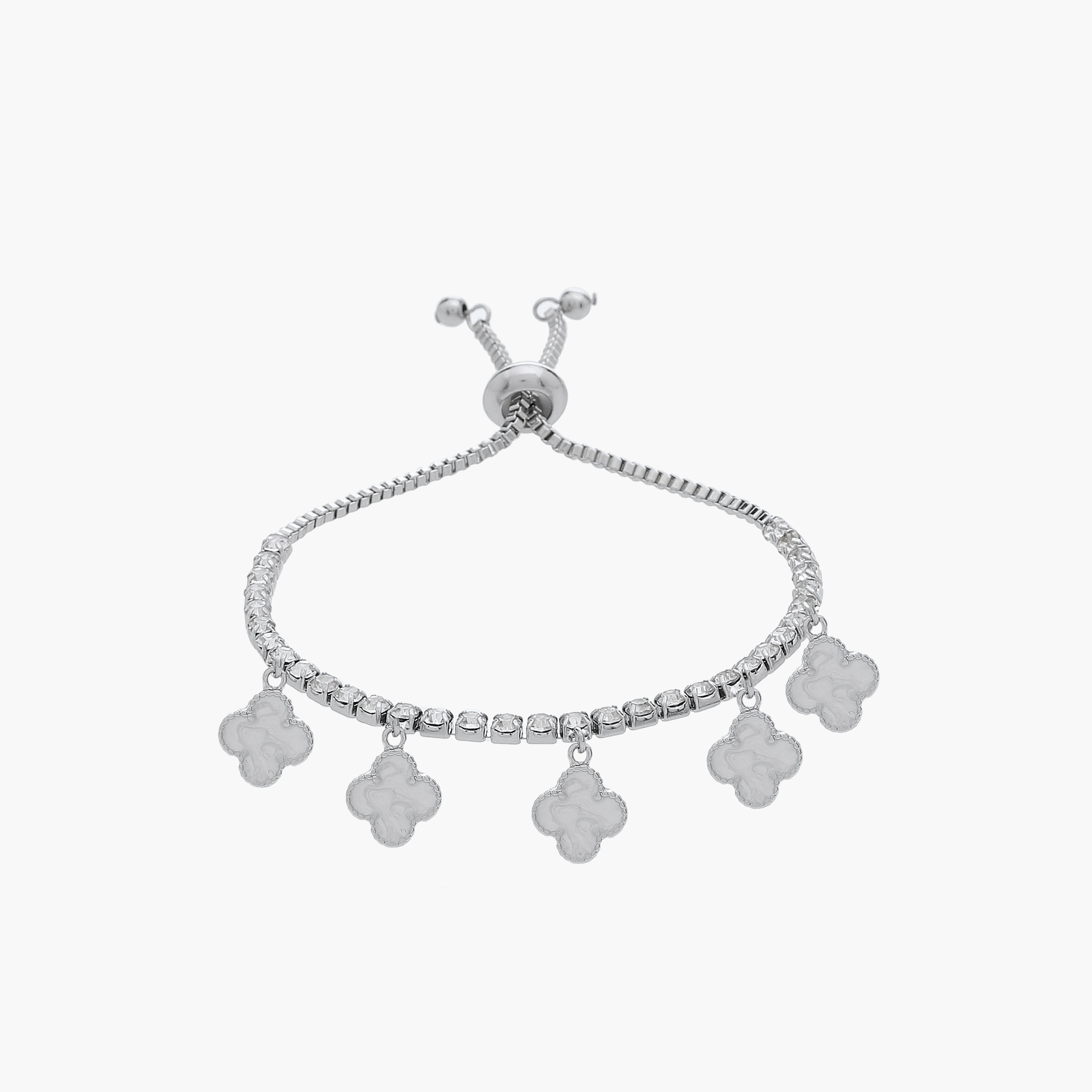 Metallic Bracelet with Charm Embellishment and Adjustable Slider Clasp-women-watchesandjewellery-jewellery-banglesandbracelets-image-1