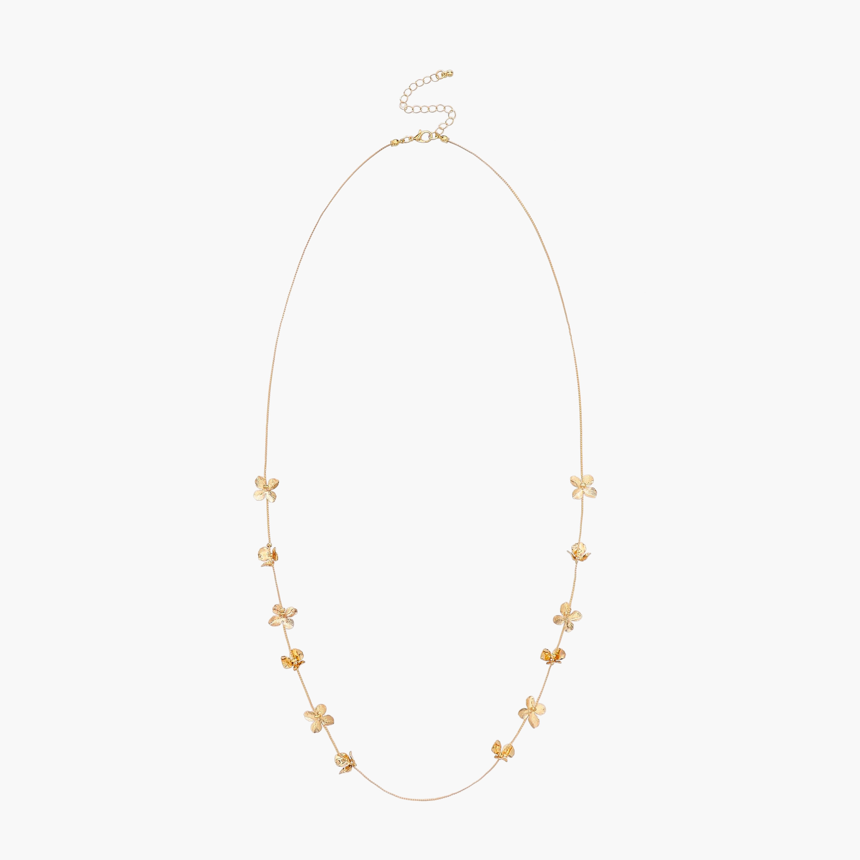 Metal Necklace with Floral Charm Detail-women-watchesandjewellery-jewellery-necklacesandpendants-image-1