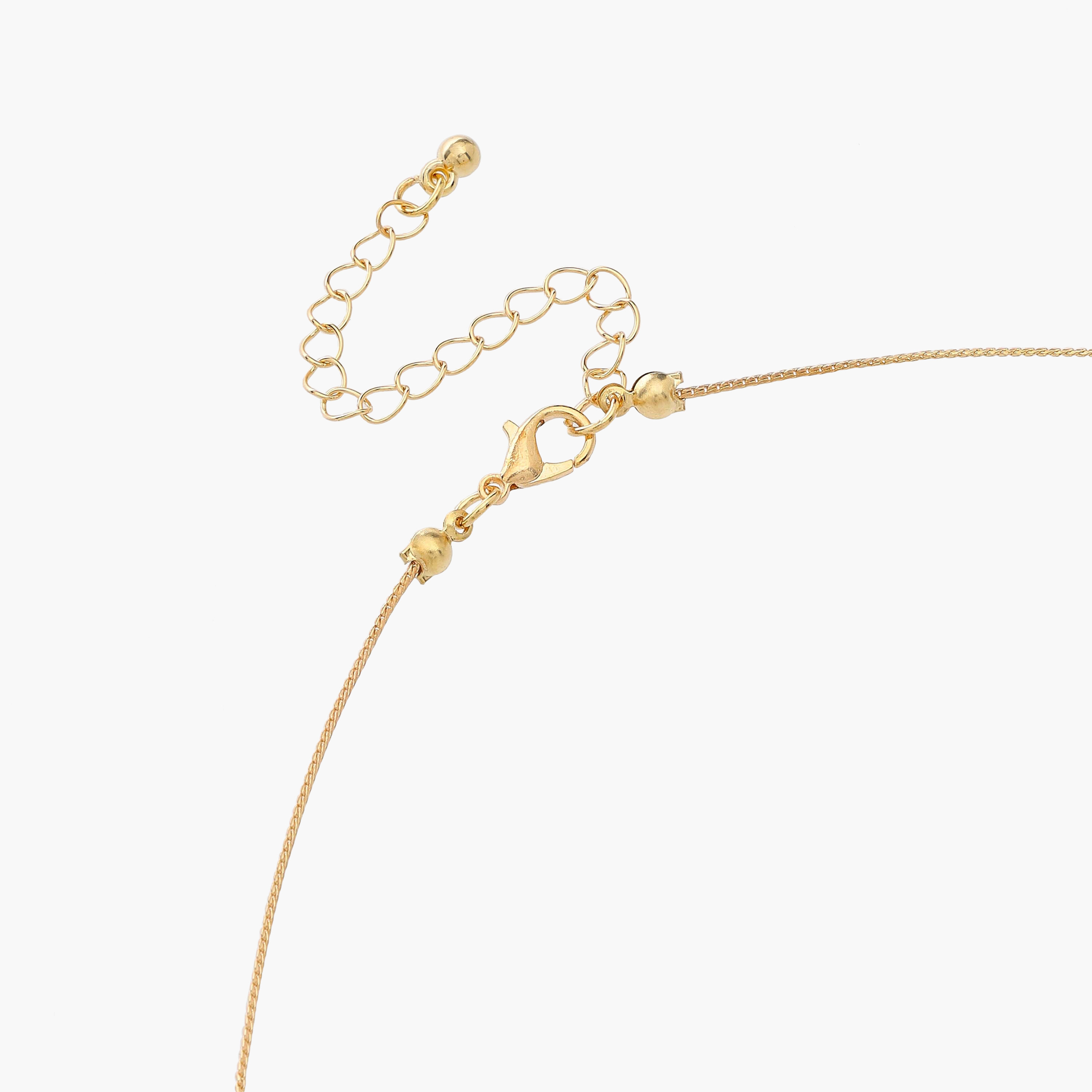 Metal Necklace with Floral Charm Detail-women-watchesandjewellery-jewellery-necklacesandpendants-image-4
